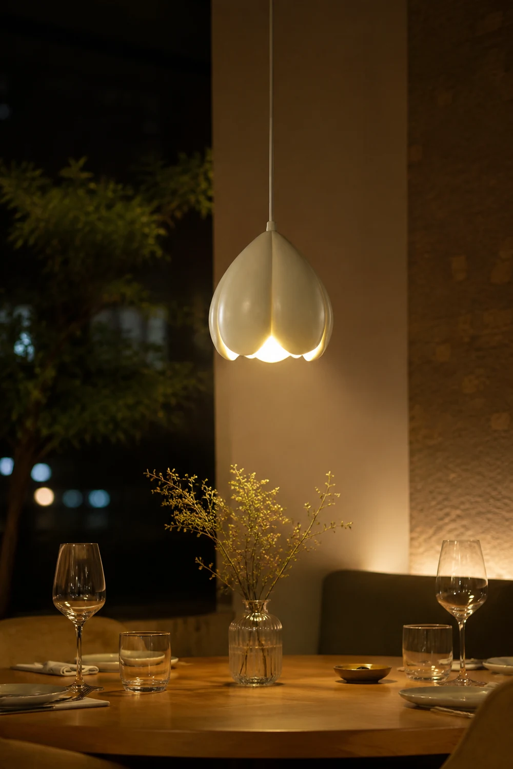 French Style Creamy Hanging Lamp Rustic Nature-Inspired Design Pendant Light - Lumpaz