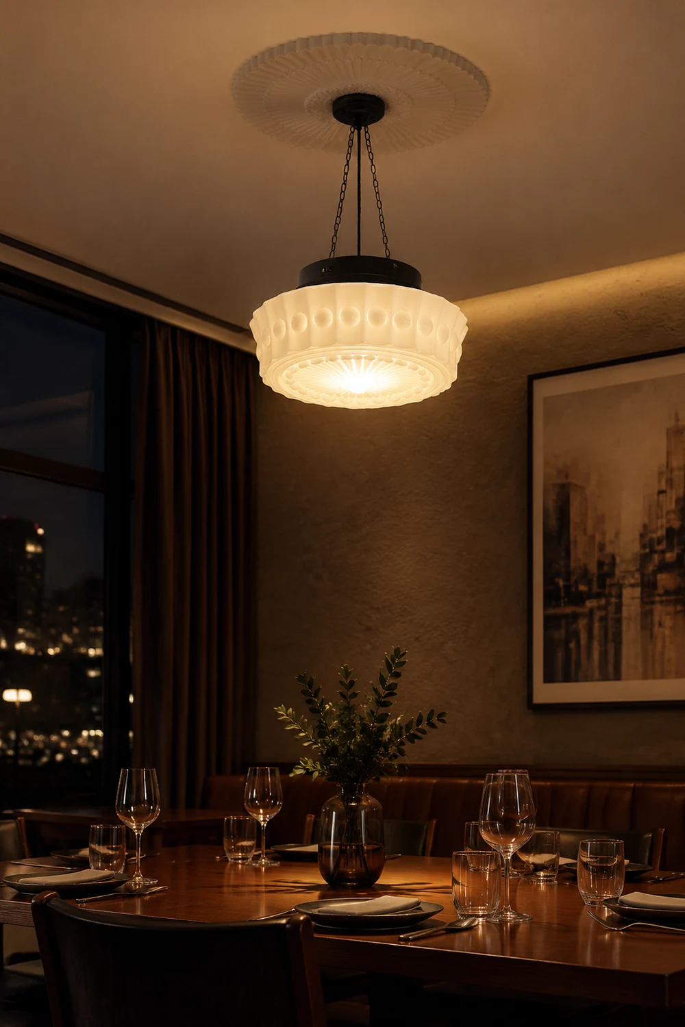 White Vintage Round Pendant Light - Lumpaz