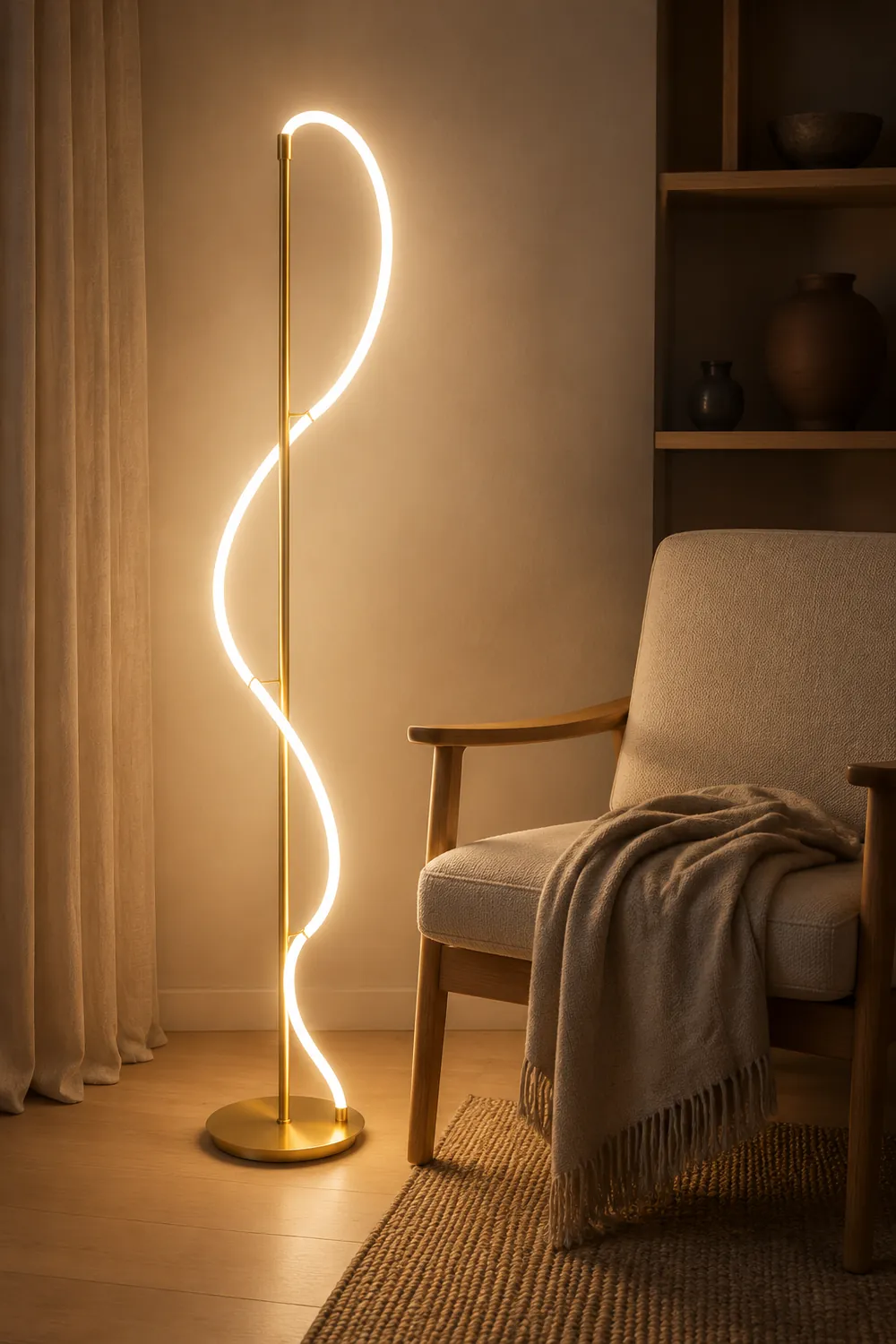 Design LED Stehlampe&Tischlampe Weiß&Gold Schlaf/Wohnzimmer Messing - Lumpaz