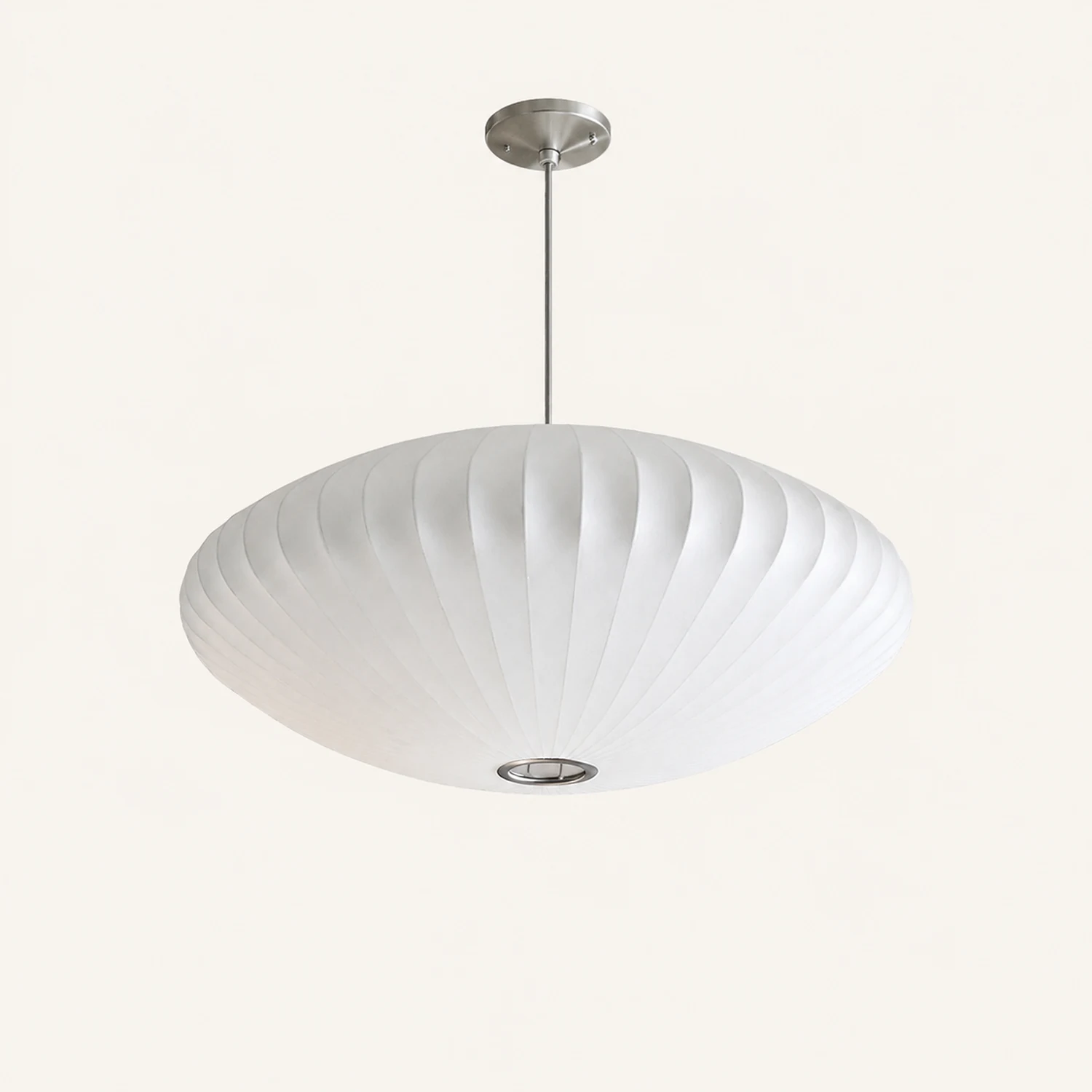 Nordic White Lantern Saucer Pendant Light For Living Room - Lumpaz