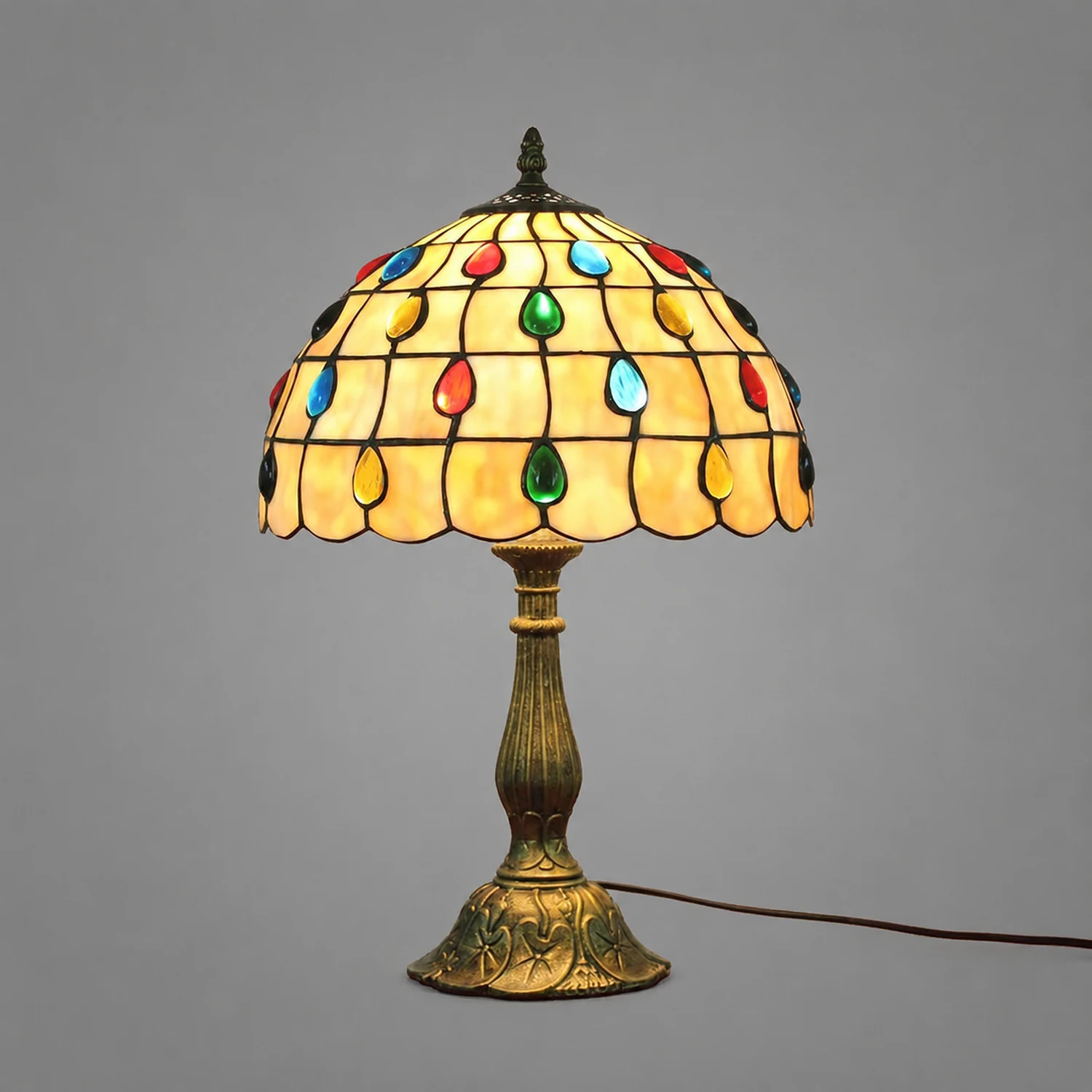 Alessio Design Bunt LED Tischlampe mit Kuppelschirm Wohn/Schlafzimmer Metall&Glas - Lumpaz
