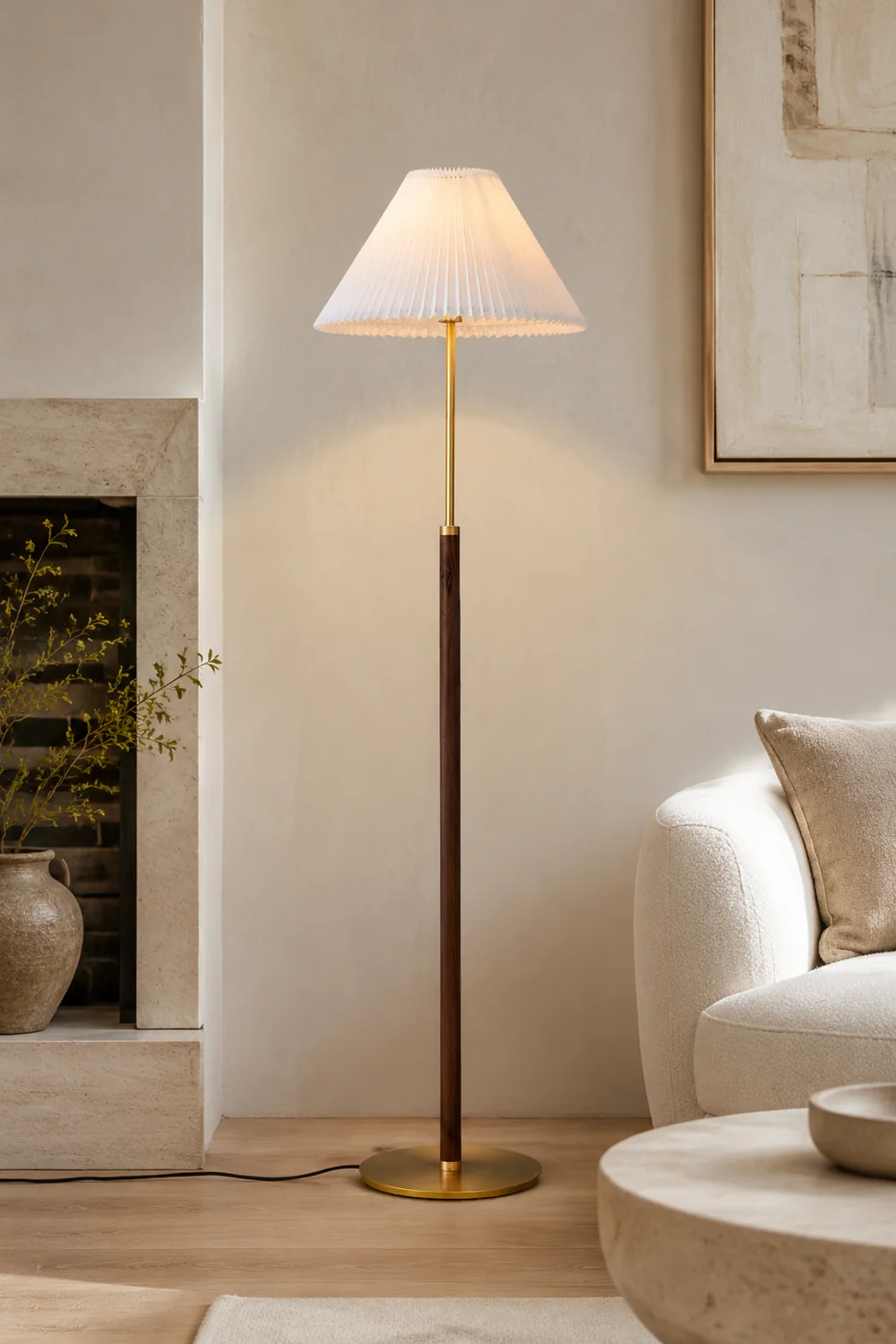 Sumait Modern LED Stehlampe Weiß Ess/Wohnzimmer Stoff&Metal - Lumpaz