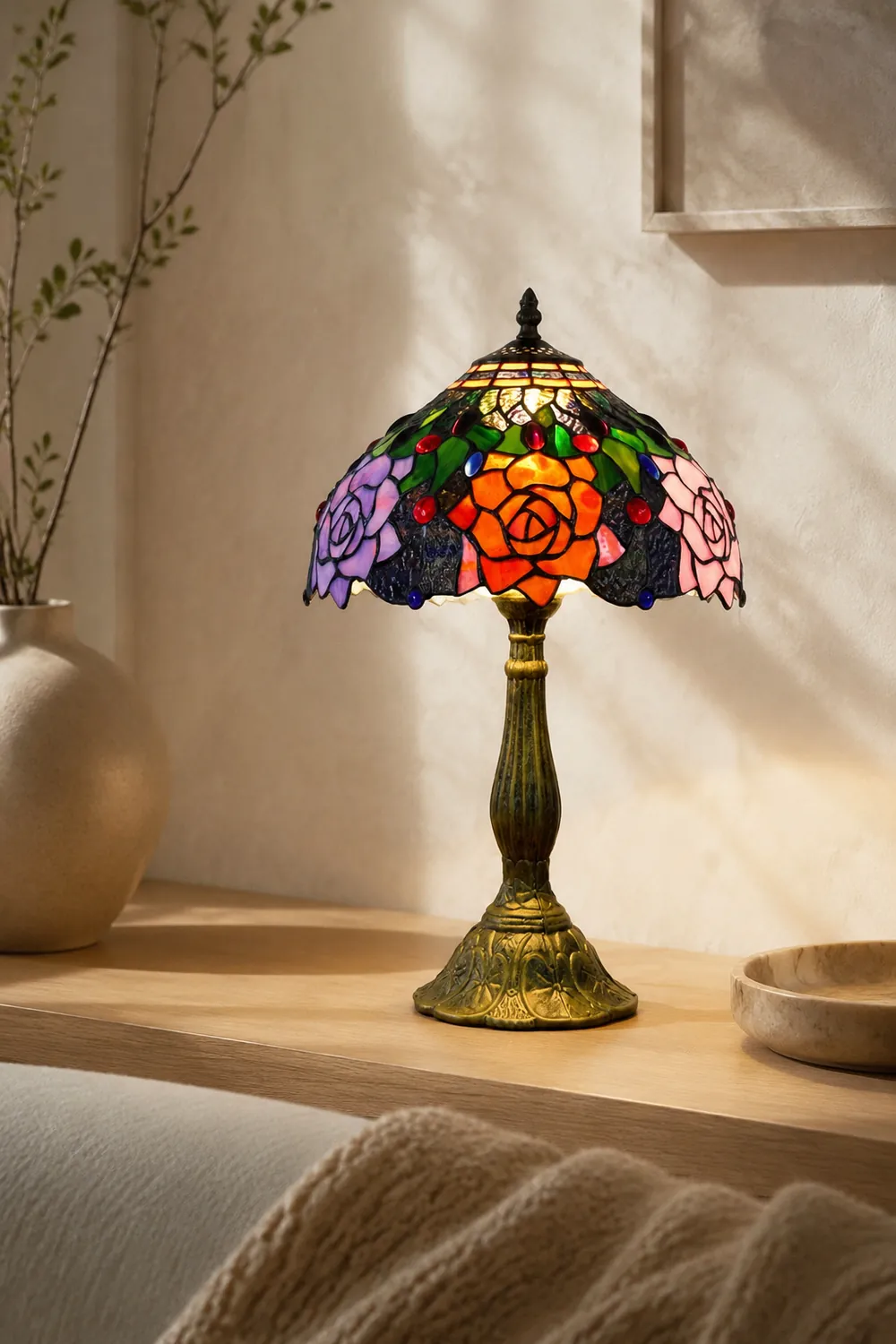 Alessio Design Bunt LED Tischlampe mit Kuppelschirm Wohn/Schlafzimmer Metall&Glas - Lumpaz