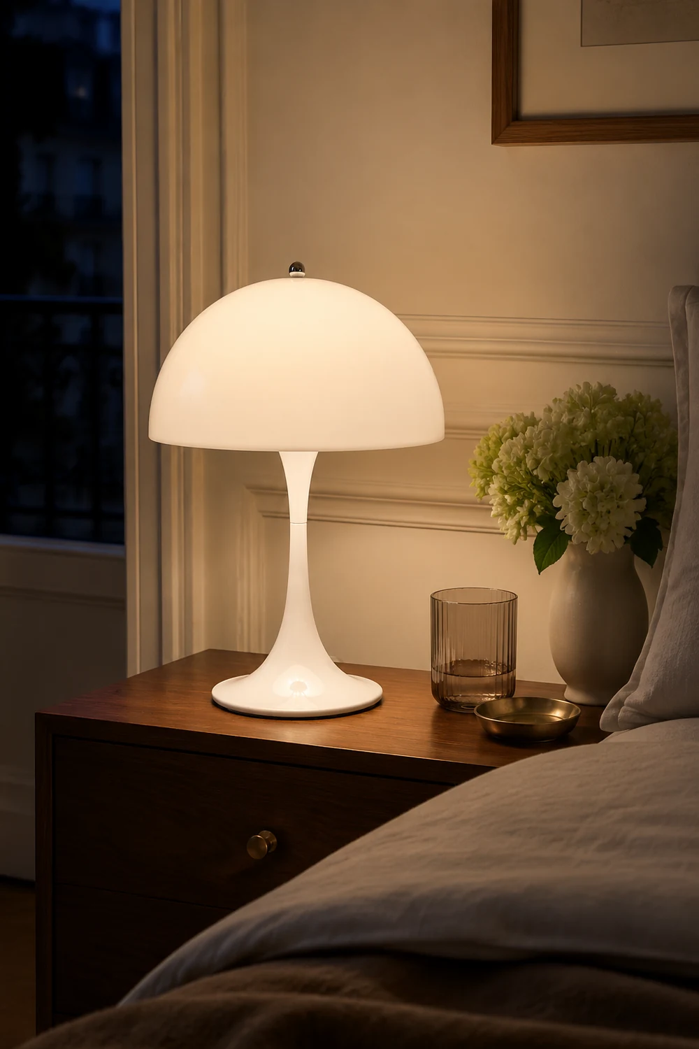 Salgado Minimalistische Tischlampe Metall, Weiß, Schlafzimmer/Wohnzimmer - Lumpaz