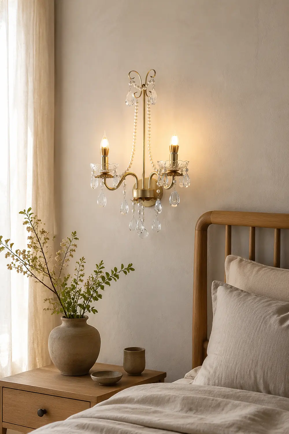Crystal Pearl Chain Wall Lamp - Lumpaz