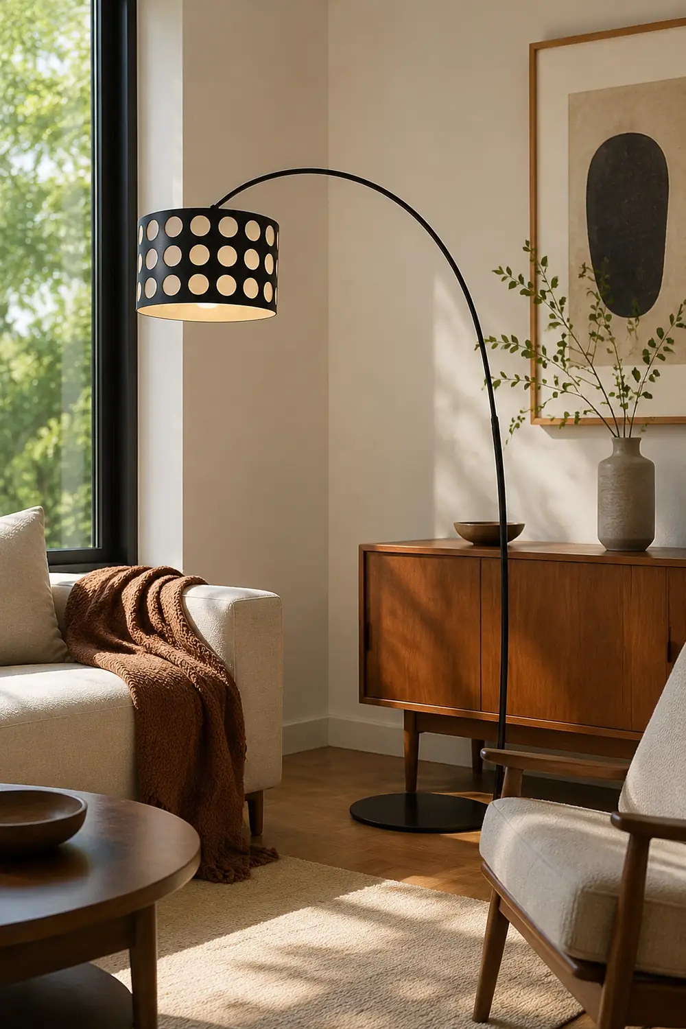 Polka Arc Fabric Floor Lamp - Lumpaz