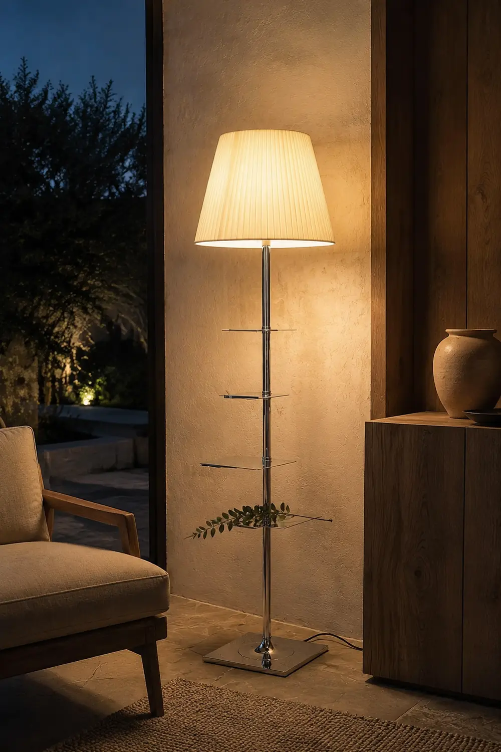 Chrome Prism Side Table Floor Lamp - Lumpaz