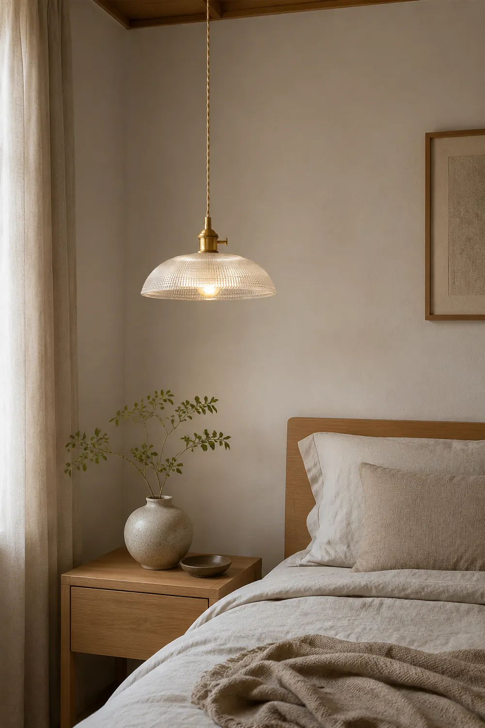 Vintage INS Glass Ribbed Pendant Light - Lumpaz