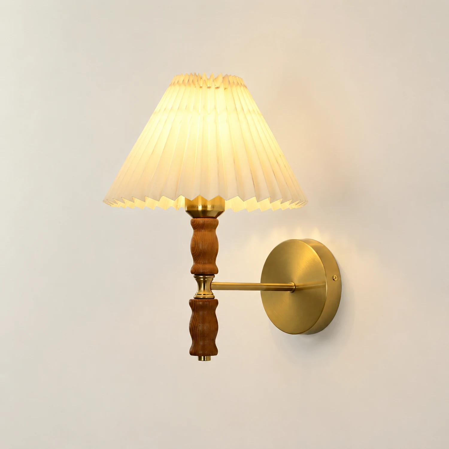 Pleated Walnut Wall Light - Lumpaz