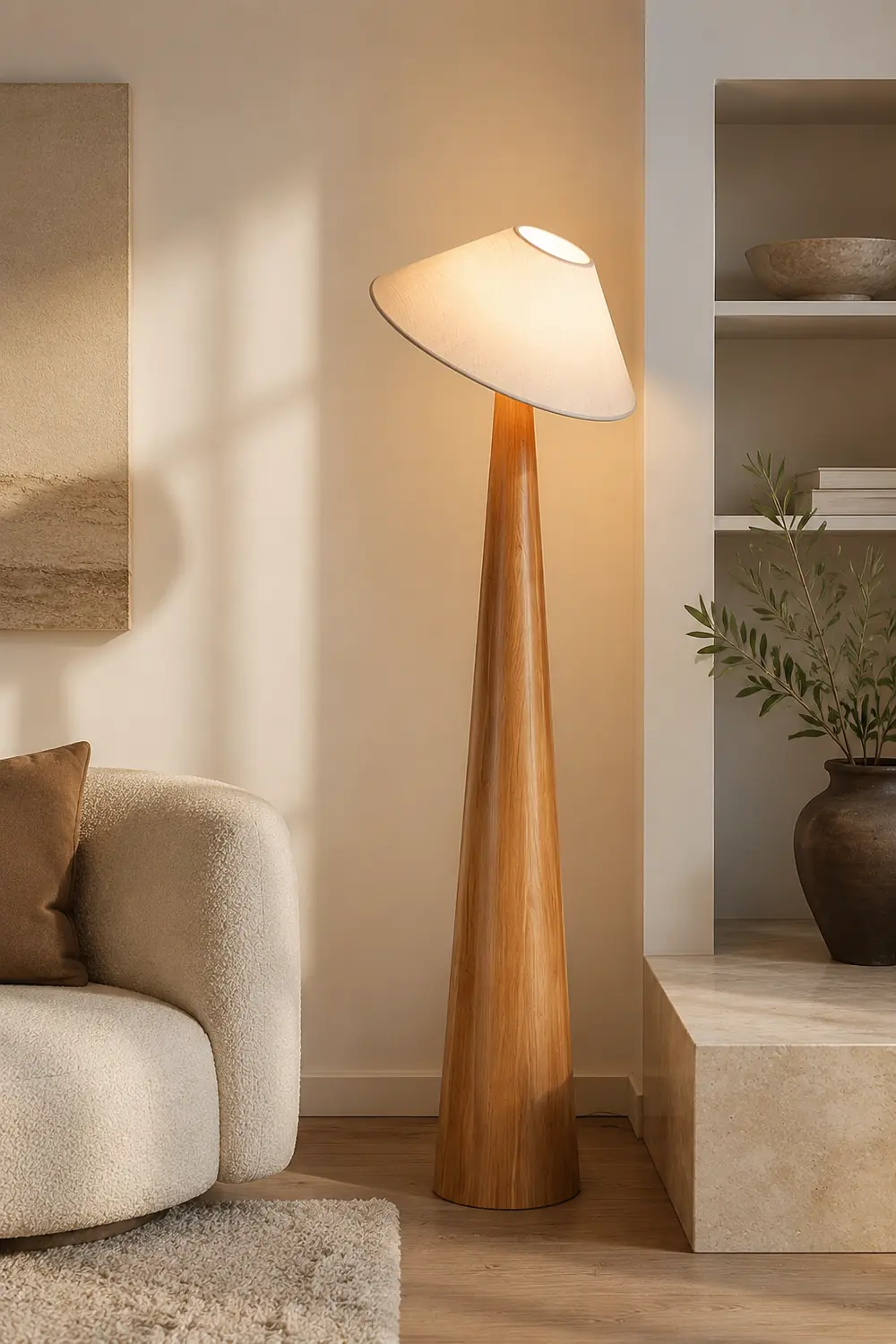 Tilt Hat Wooden Floor Lamp - Lumpaz