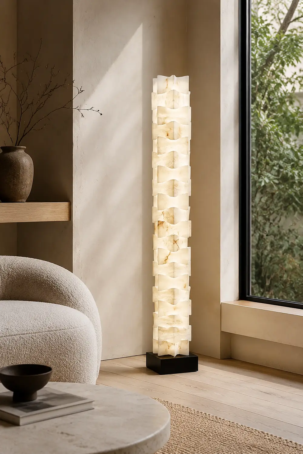 Stacked Alabaster Squares Floor Lamp - Lumpaz