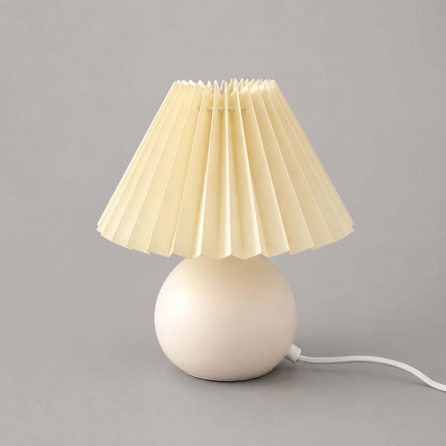 Ozawa Vintage Nachttischlampe, Creme/Beige/Weiß, Rattan/Holz/Keramik - Lumpaz