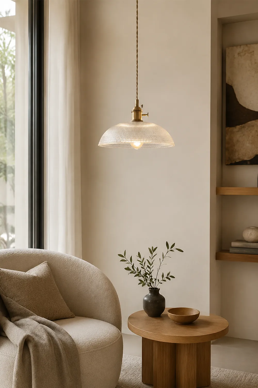 Vintage INS Glass Ribbed Pendant Light - Lumpaz