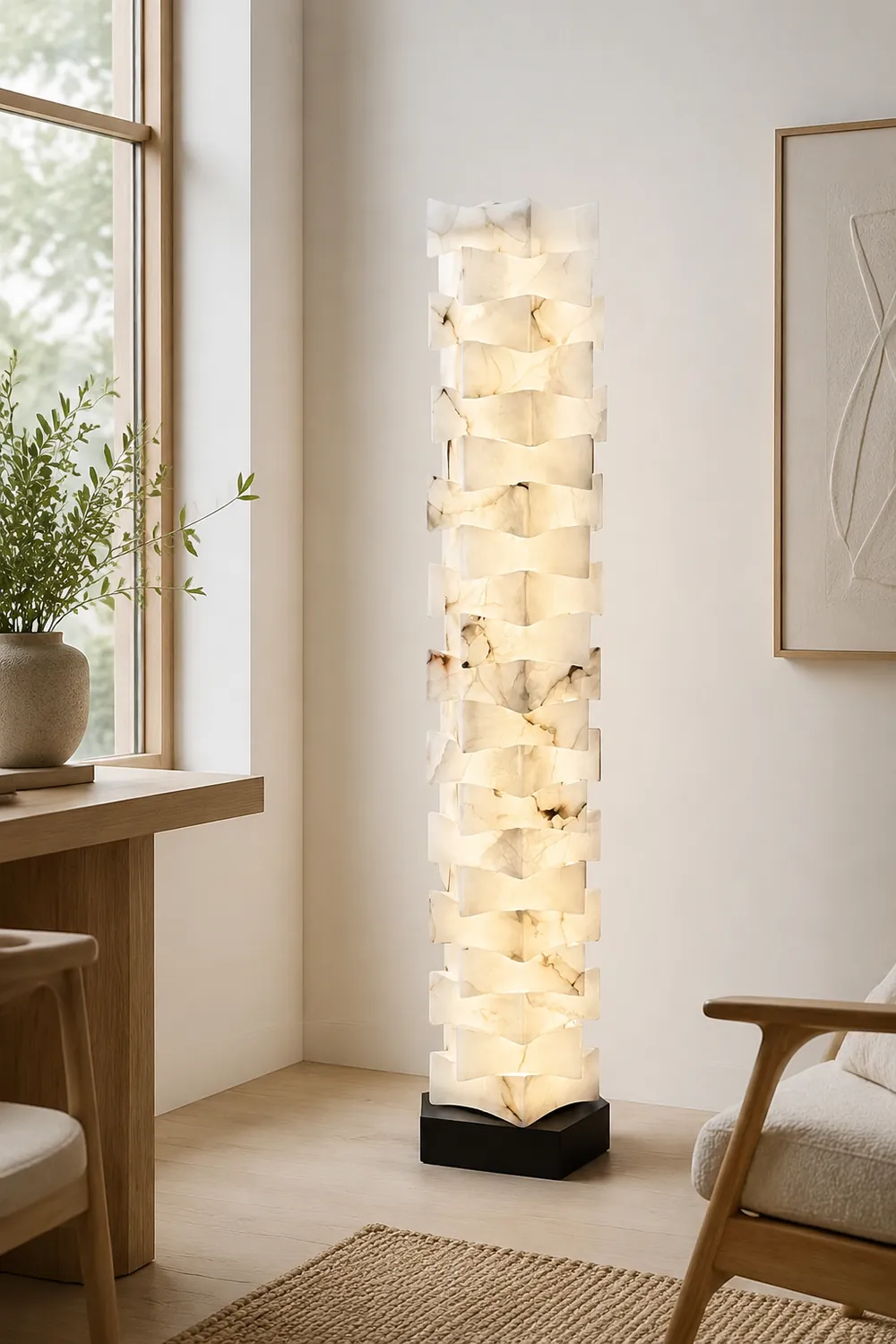 Stacked Alabaster Squares Floor Lamp - Lumpaz