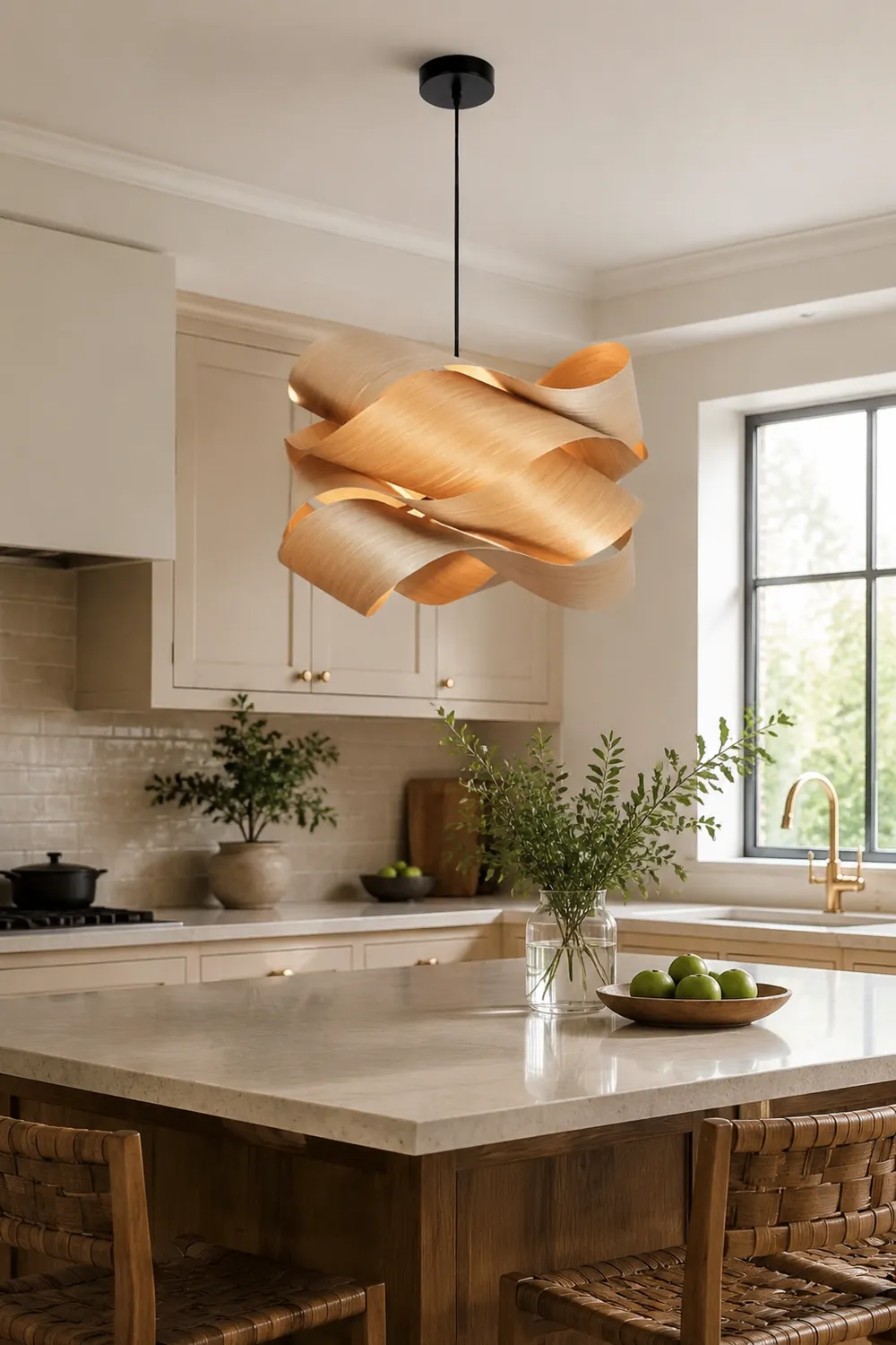 Modern Irregular Wood Pendant Light For Kitchen - Lumpaz