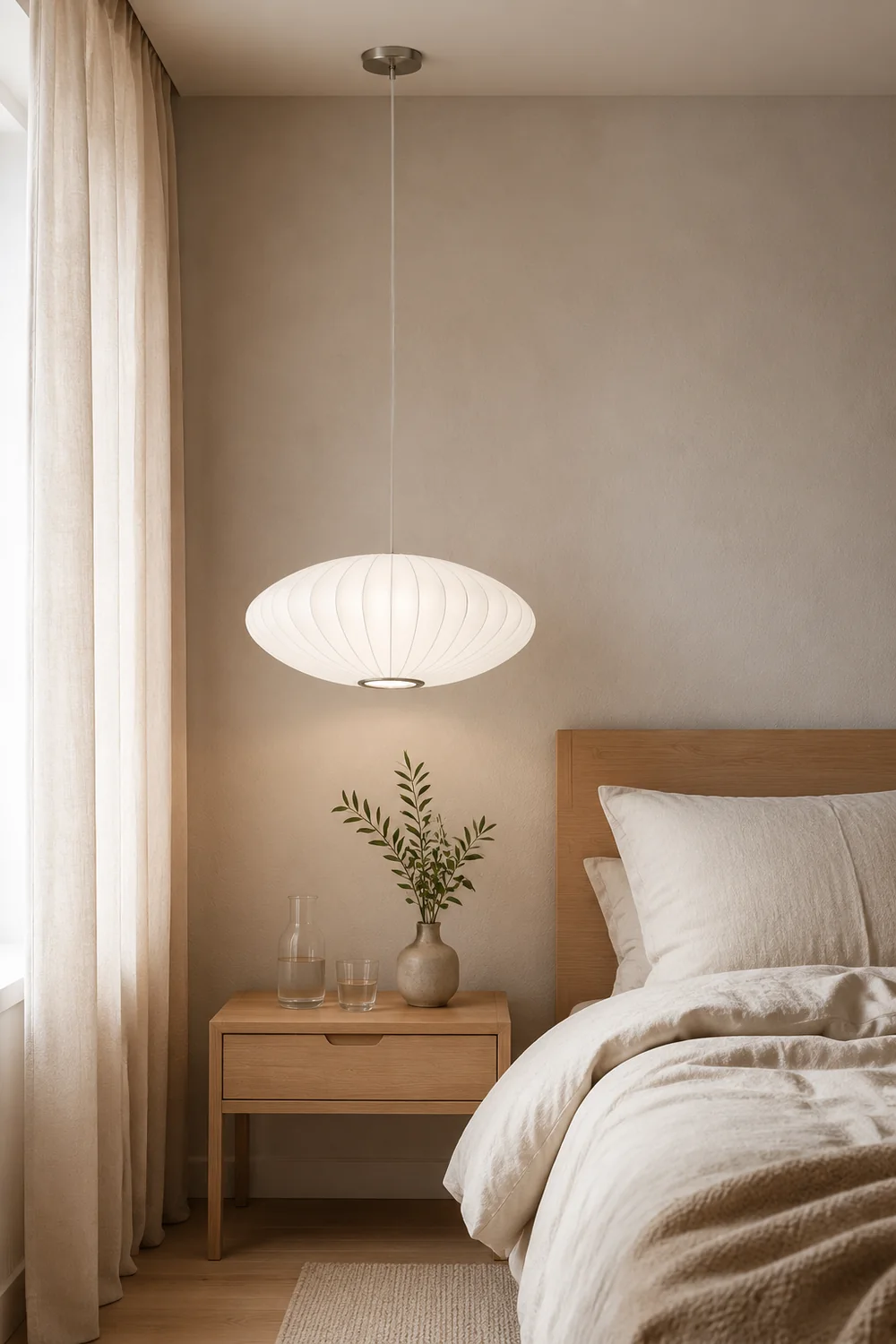 Nordic White Lantern Saucer Pendant Light For Living Room - Lumpaz