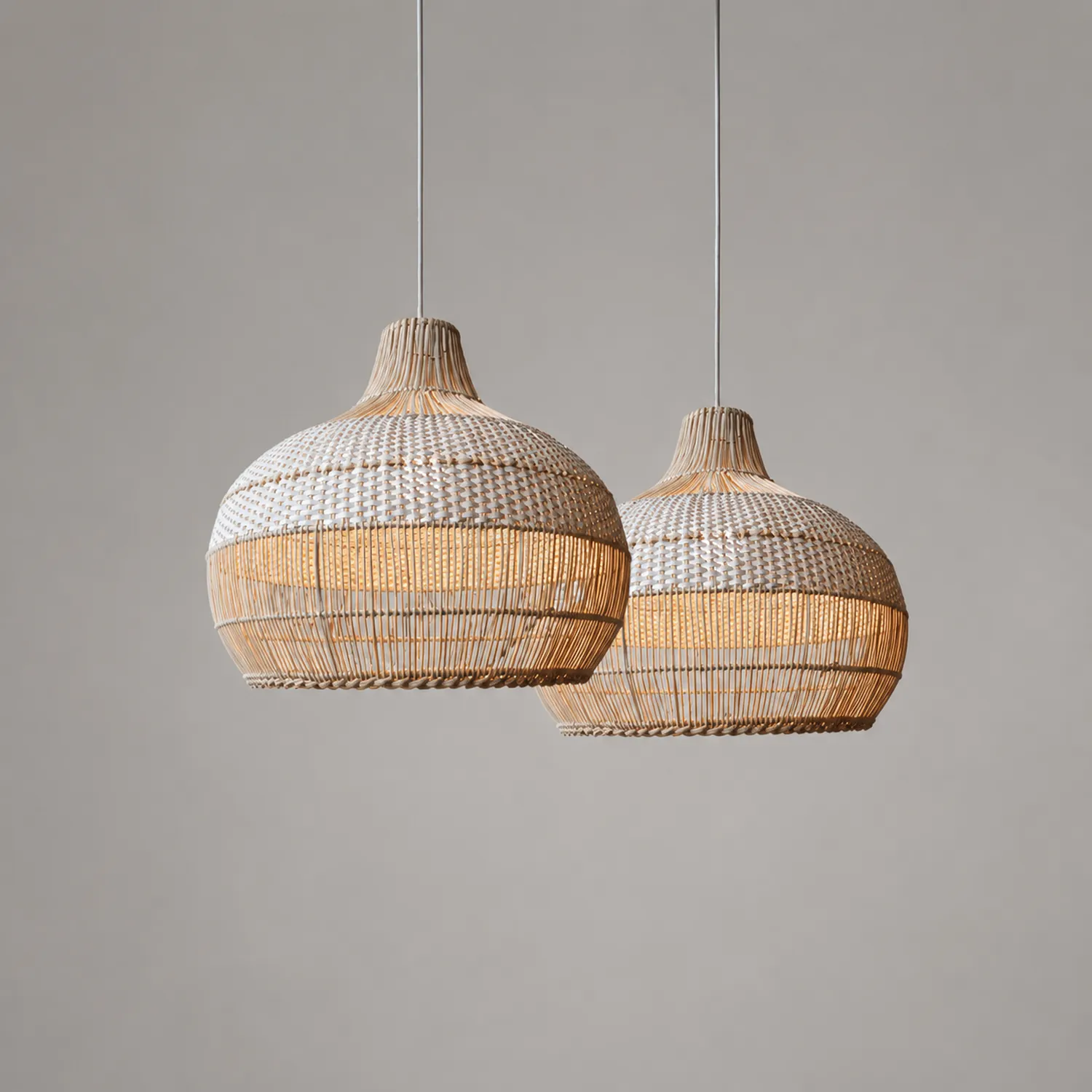 Rattan Kitchen Island Pendant Lighting Wicker Lamp Shade - Lumpaz
