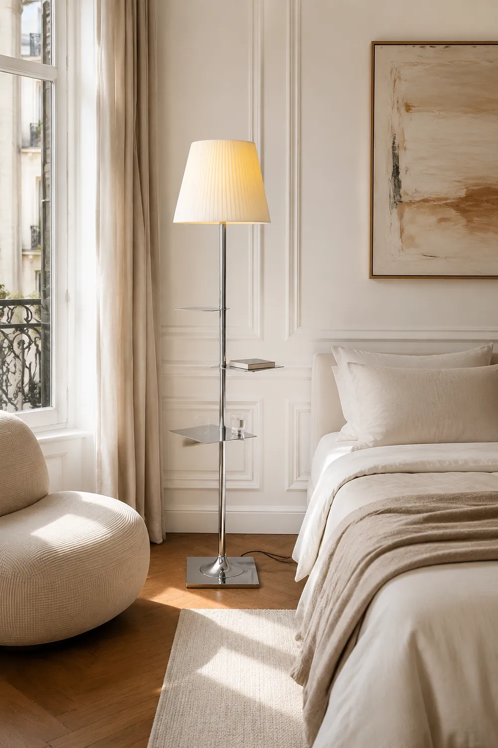 Chrome Prism Side Table Floor Lamp - Lumpaz