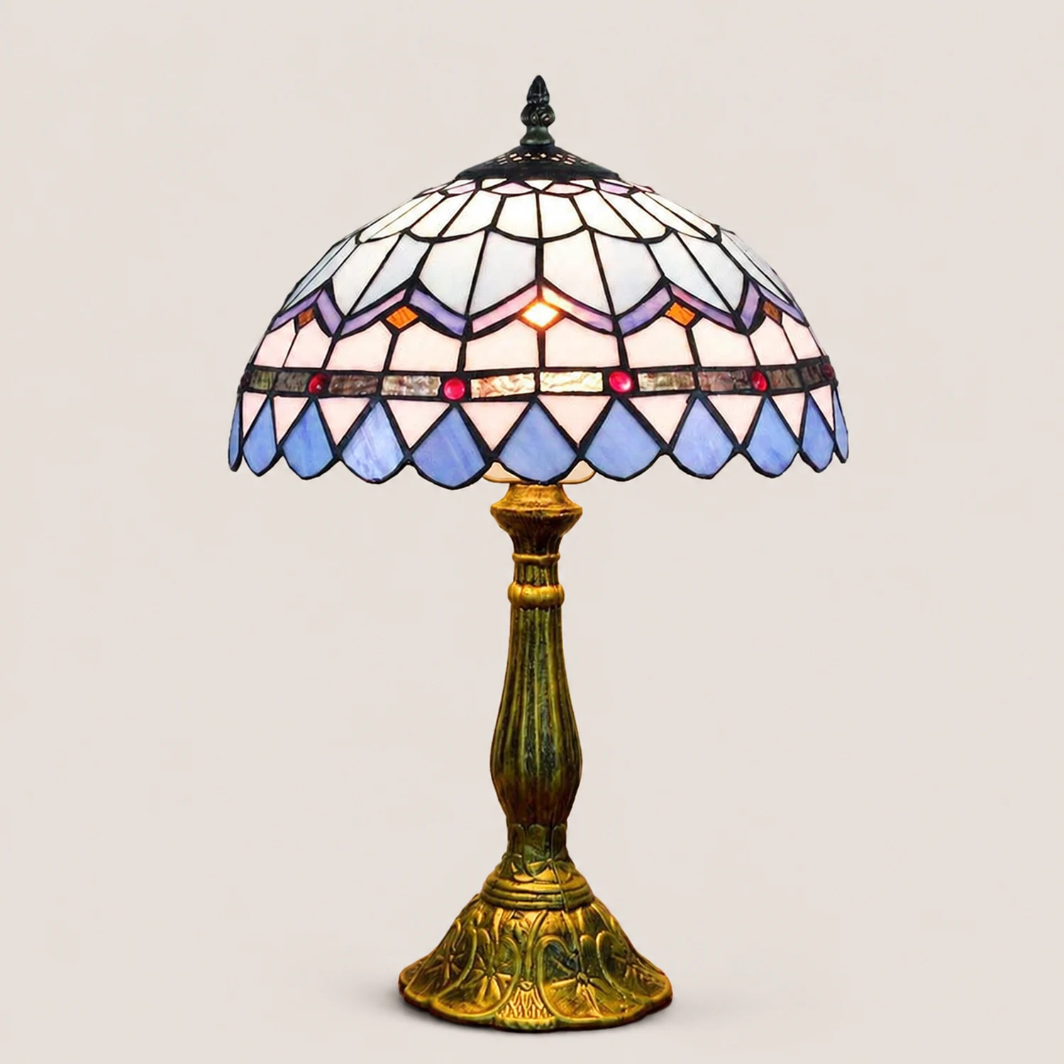 Alessio Design Bunt LED Tischlampe mit Kuppelschirm Wohn/Schlafzimmer Metall&Glas - Lumpaz