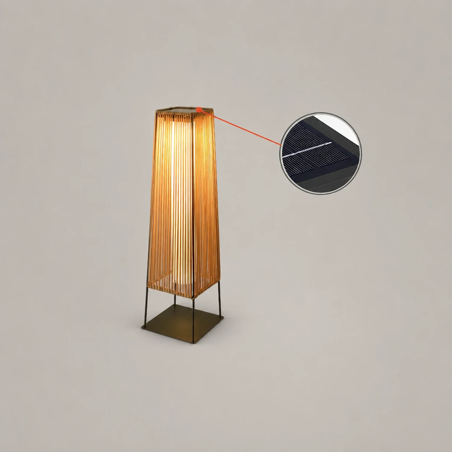 Plastic Rattan Outdoor Post Light with Solar Panel - Lumpaz