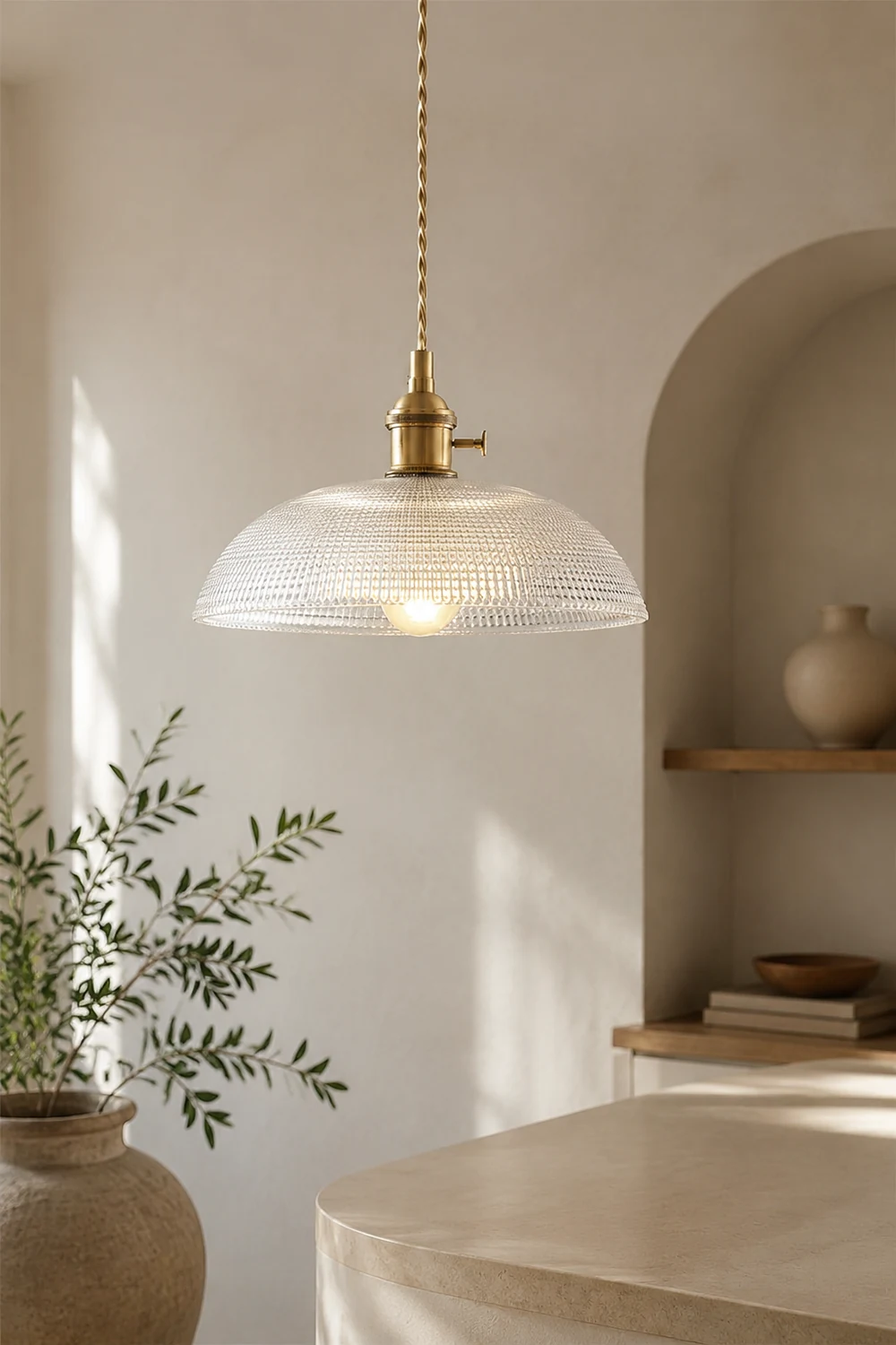 Vintage INS Glass Ribbed Pendant Light - Lumpaz