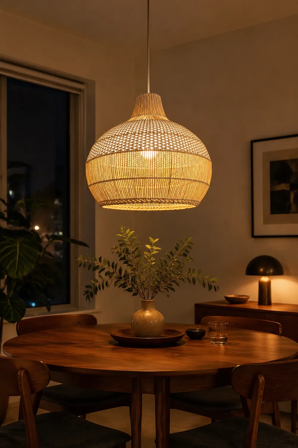 Rattan Kitchen Island Pendant Lighting Wicker Lamp Shade - Lumpaz