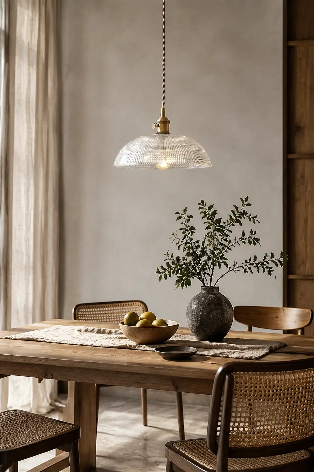 Vintage INS Glass Ribbed Pendant Light - Lumpaz