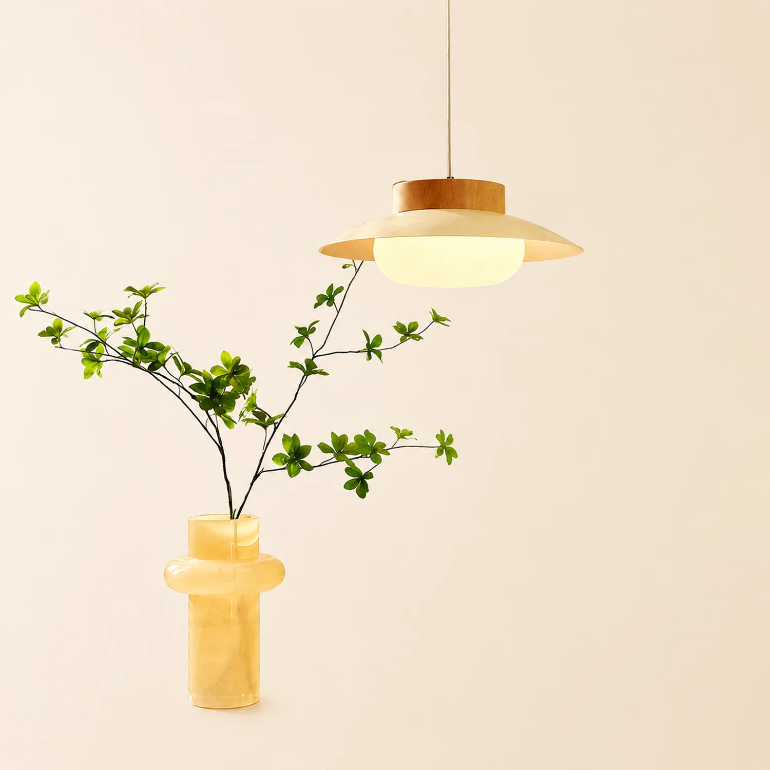 Cream Glutinous Rice Ball Bowl Pendant Light - Lumpaz