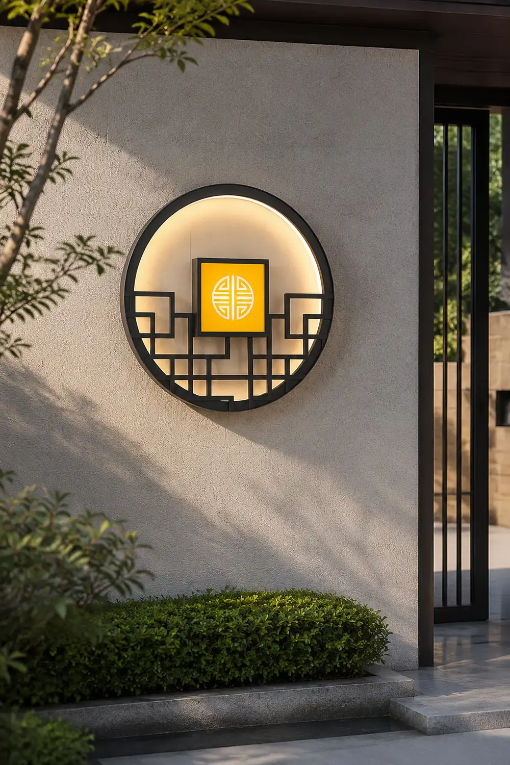 Asian Style Round Garden Wall Light - Lumpaz