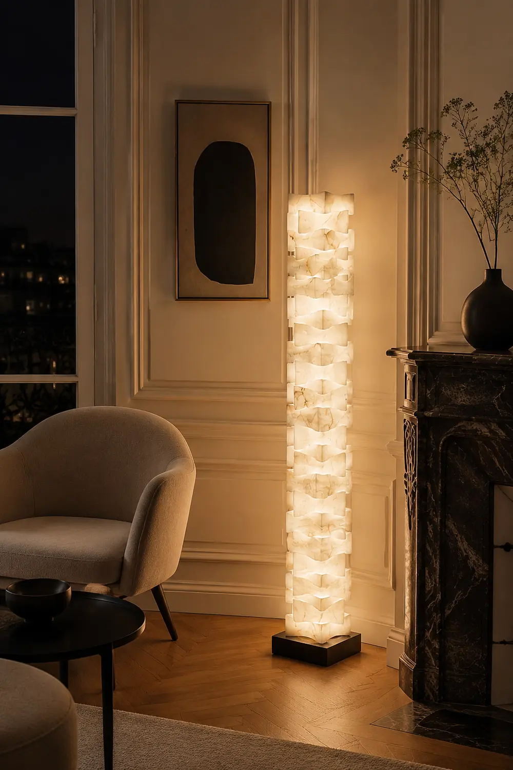 Stacked Alabaster Squares Floor Lamp - Lumpaz