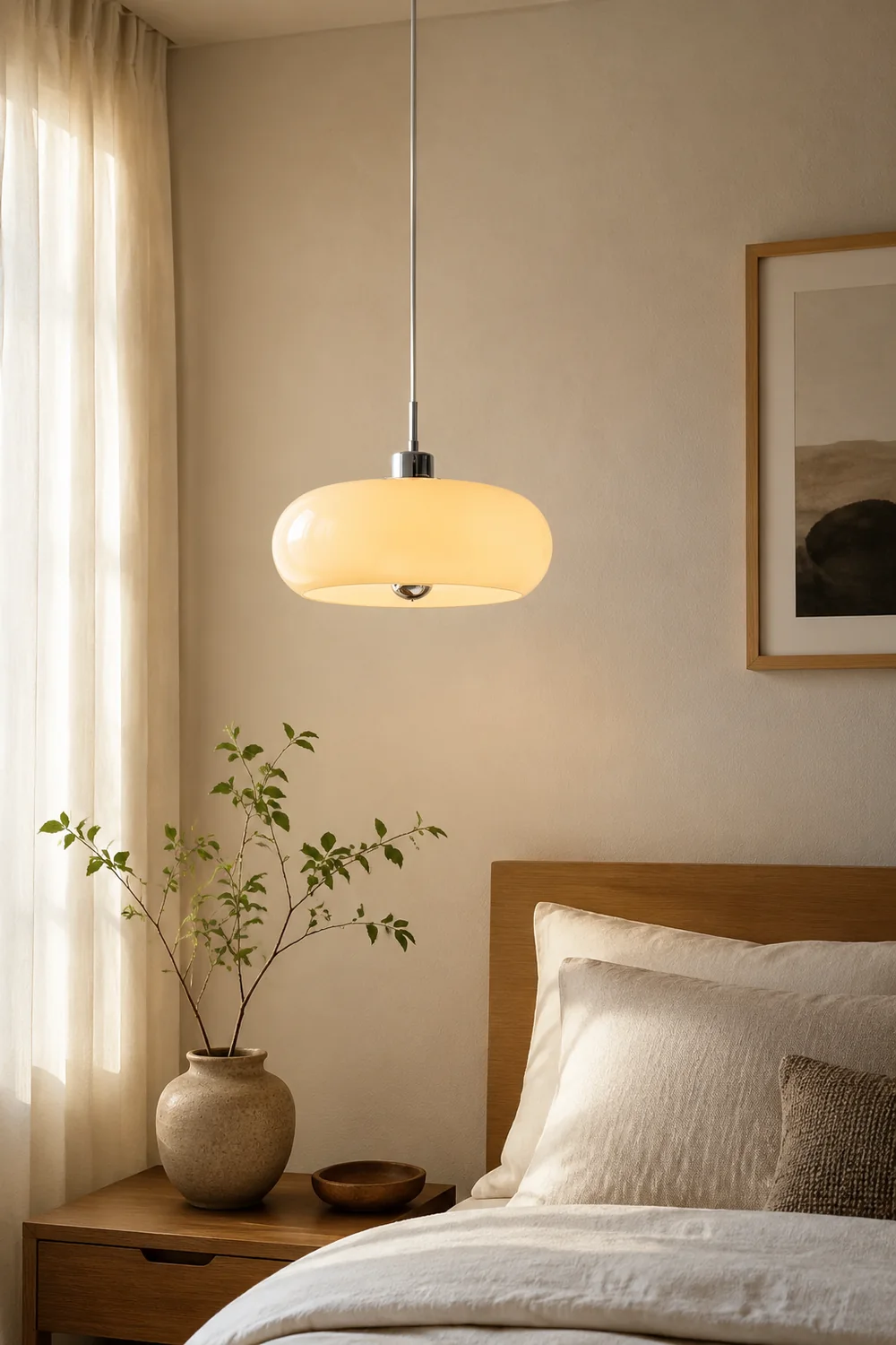 Vintage Bauhaus Round Glass Pendant Light - Lumpaz