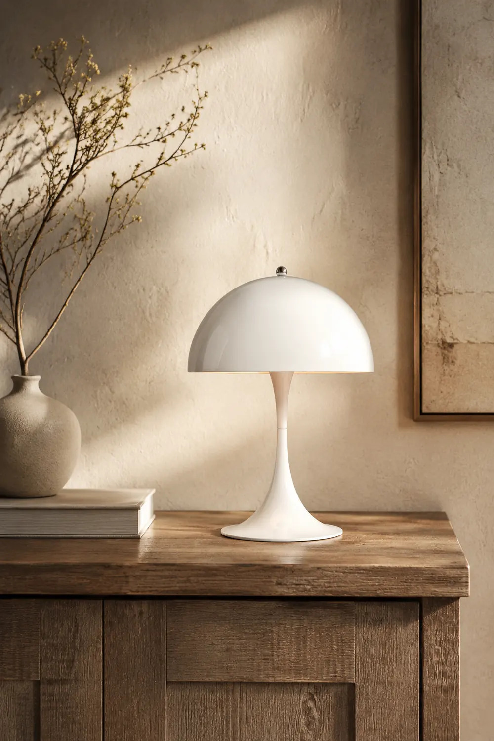 Salgado Minimalistische Tischlampe Metall, Weiß, Schlafzimmer/Wohnzimmer - Lumpaz