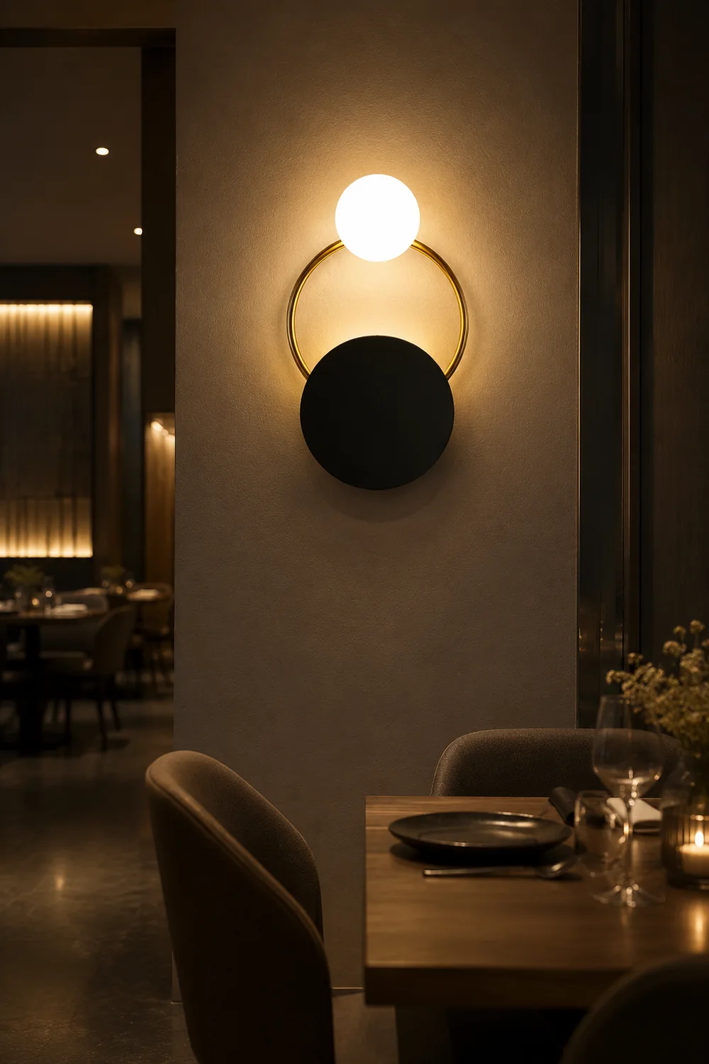 Black Circular Rings Wall Lamp - Lumpaz