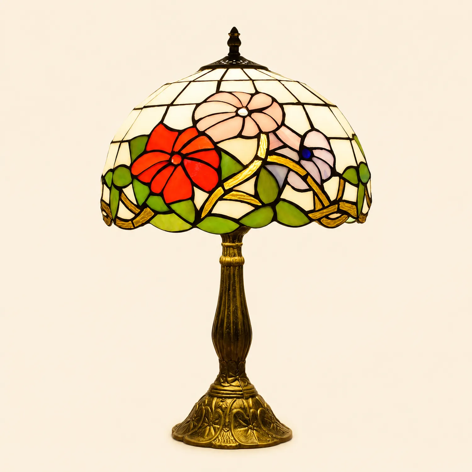 Alessio Design Bunt LED Tischlampe mit Kuppelschirm Wohn/Schlafzimmer Metall&Glas - Lumpaz