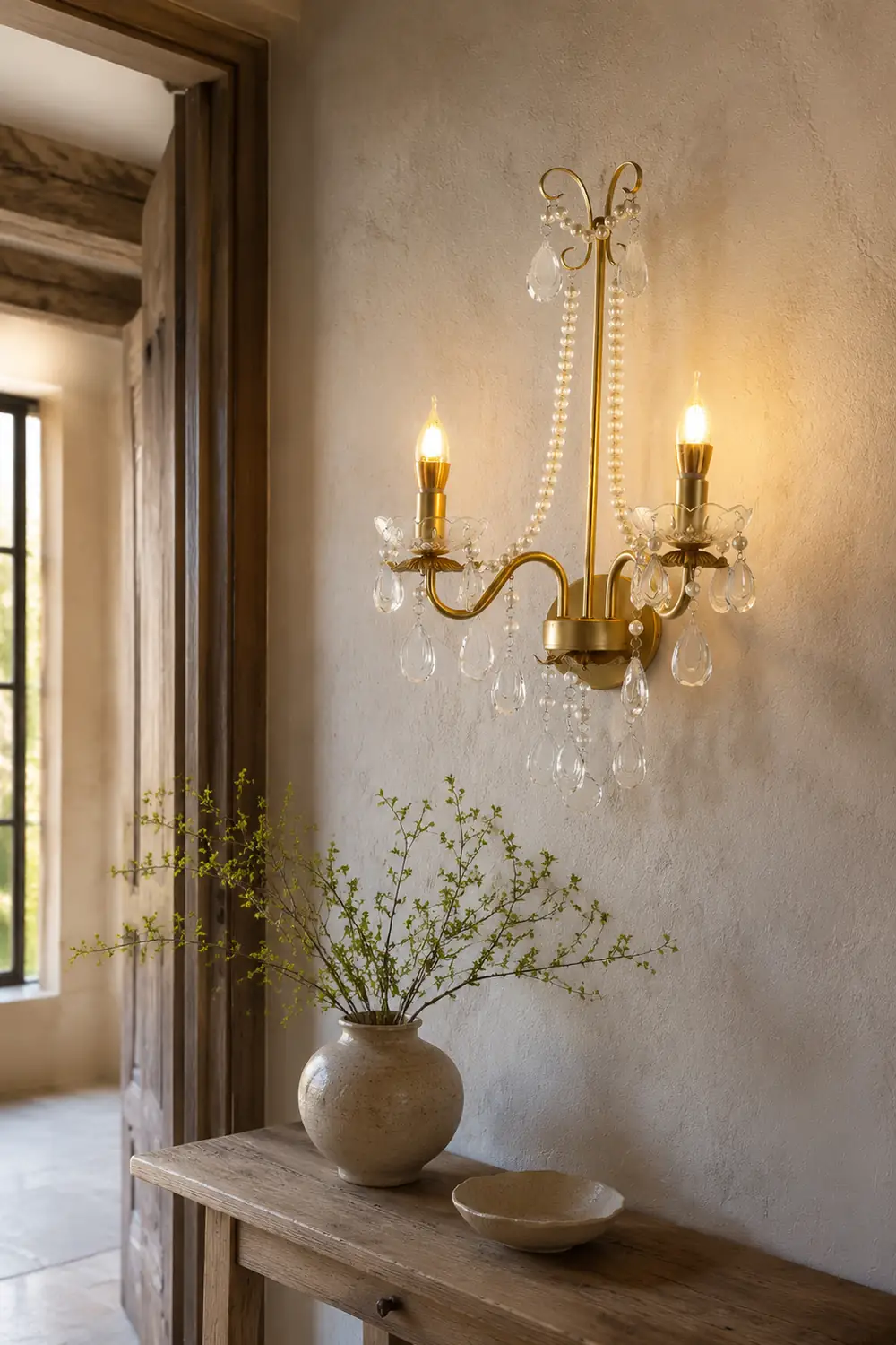 Crystal Pearl Chain Wall Lamp - Lumpaz