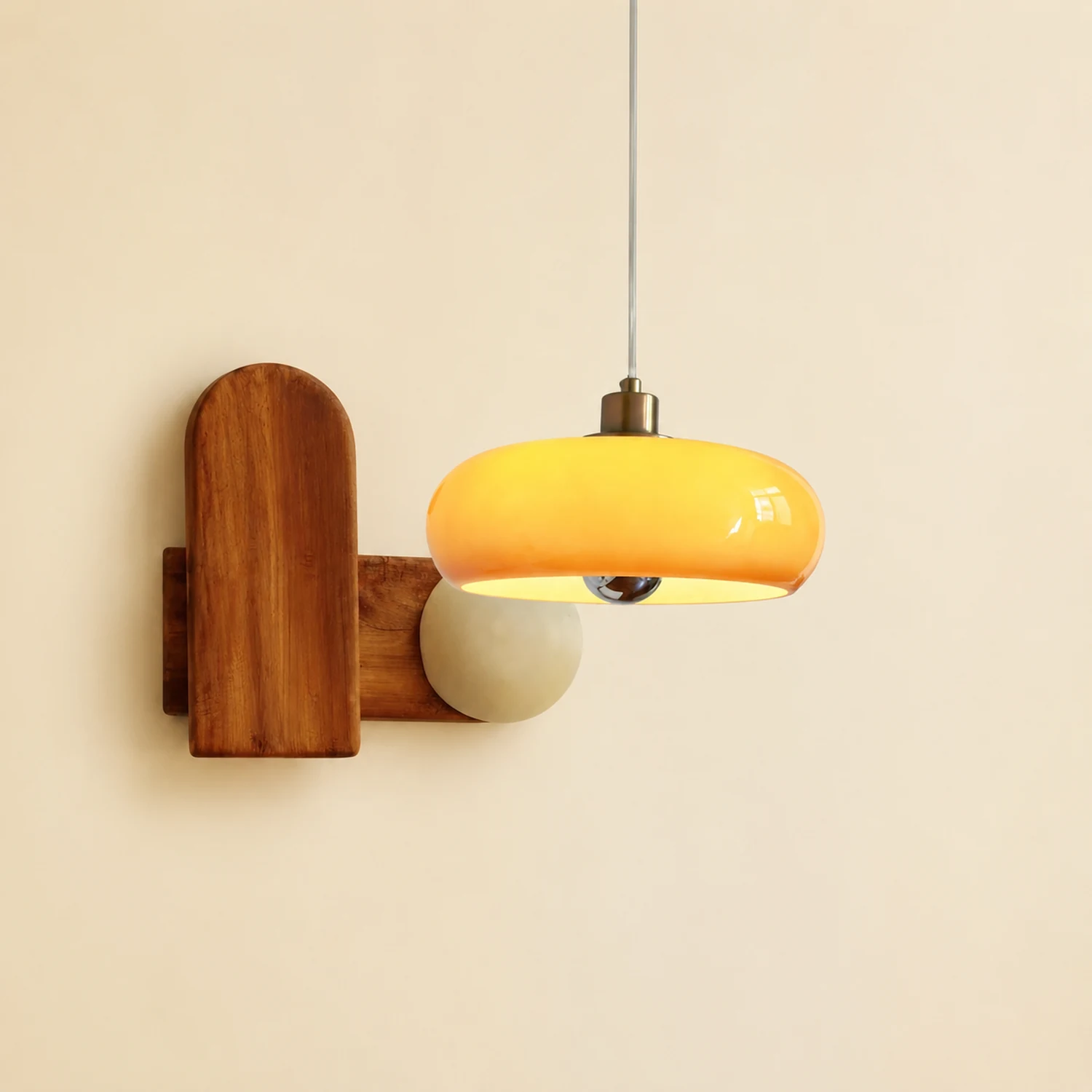 Vintage Bauhaus Round Glass Pendant Light - Lumpaz