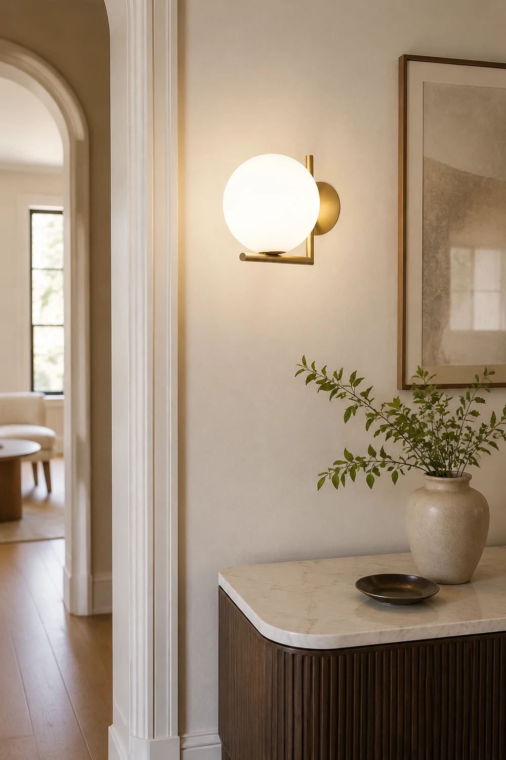 Blown Glass Opal Glass Wall Lamp - Lumpaz
