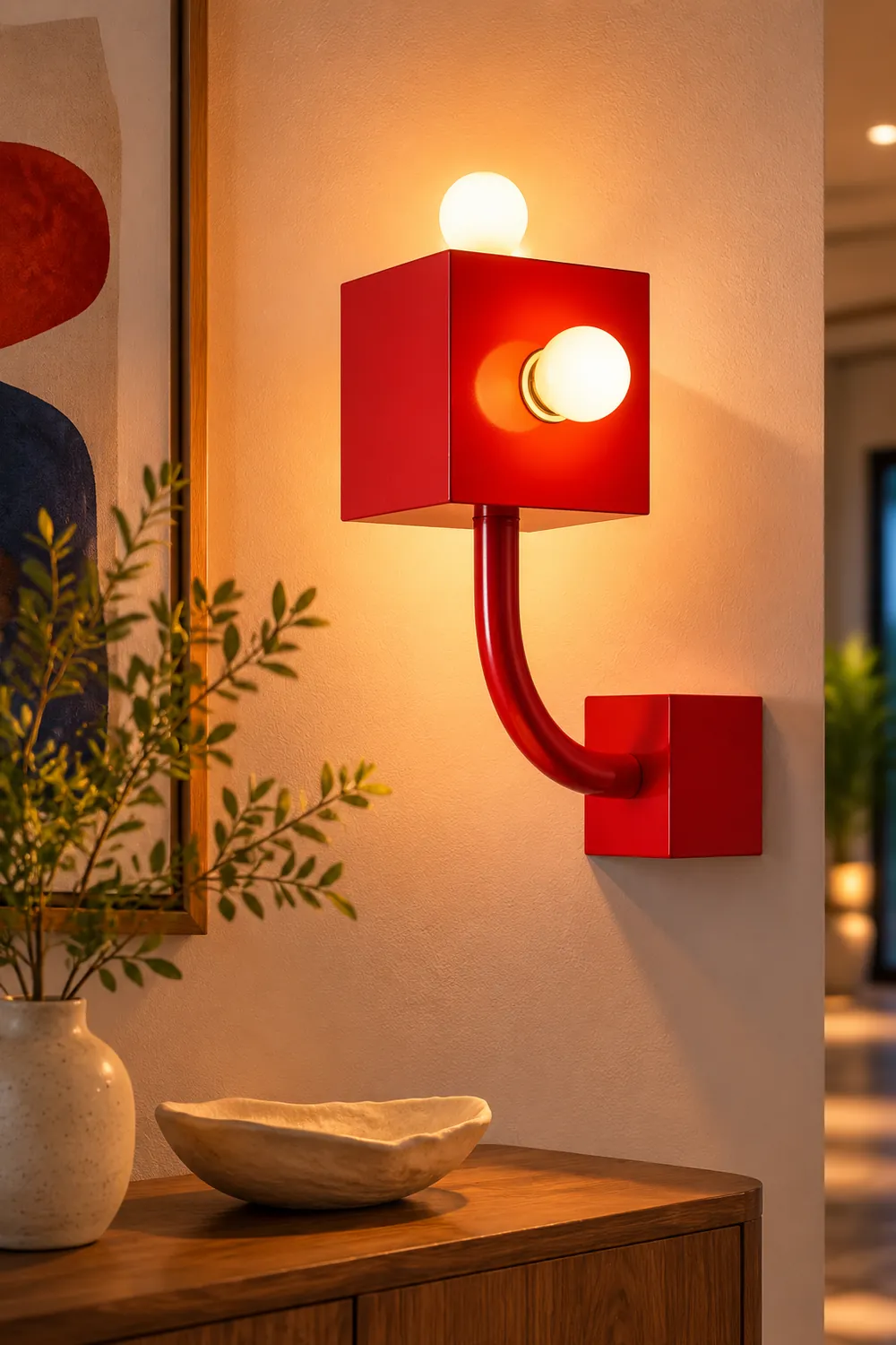 Red Cube Wall Lamp - Lumpaz
