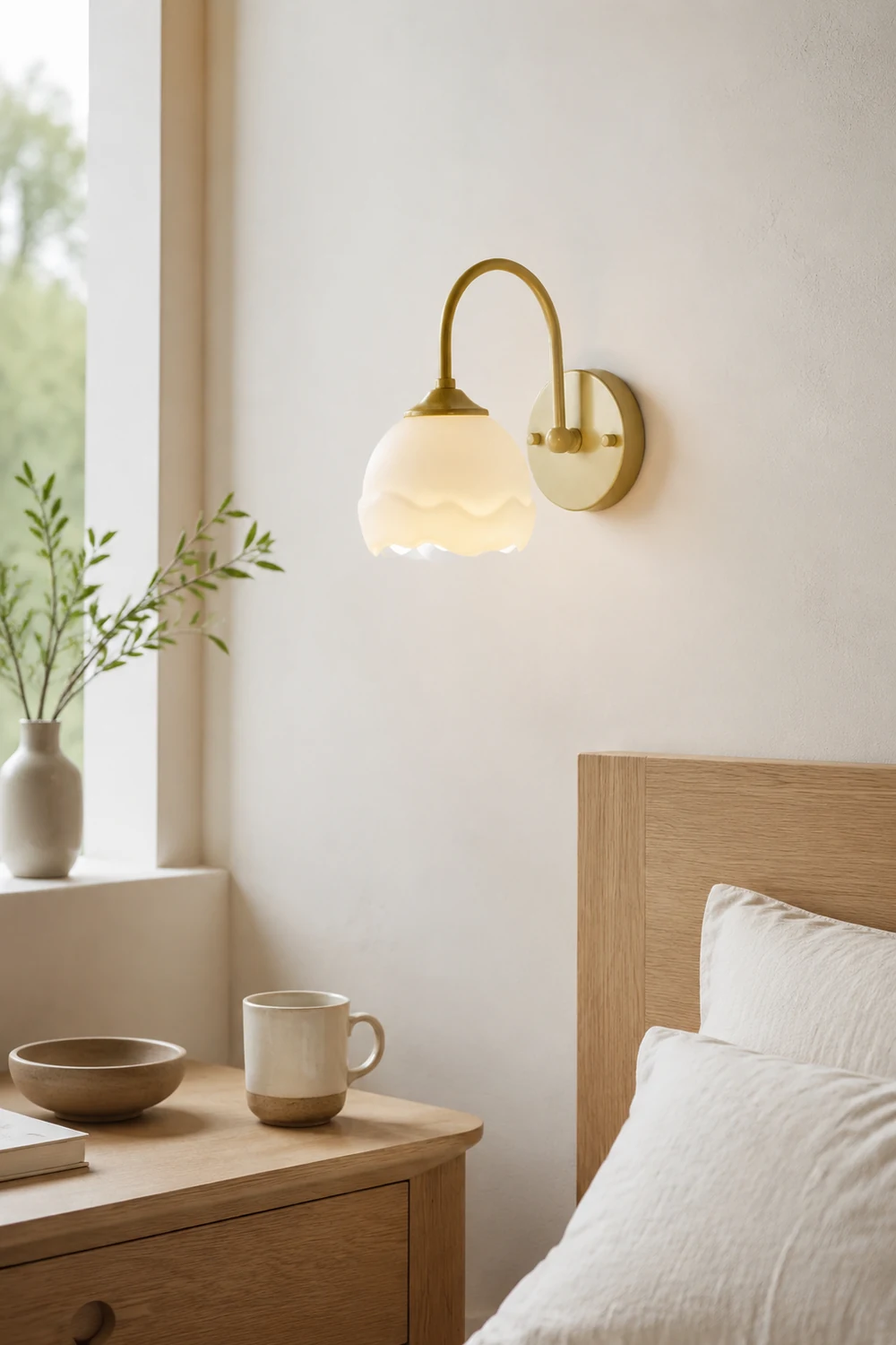 Milk White Floral Wall Lamp - Lumpaz