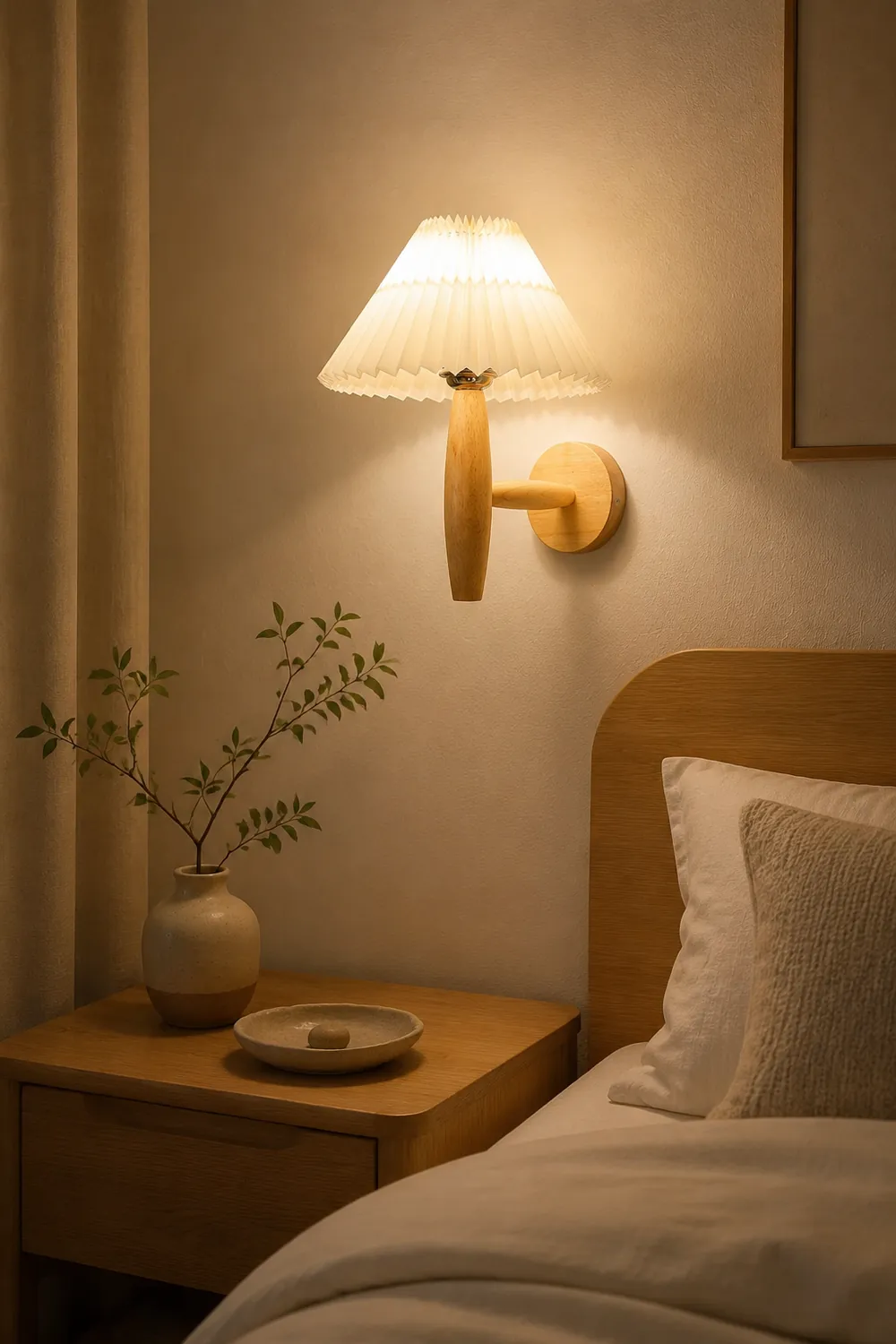 Oak Pleated Wall Light - Lumpaz