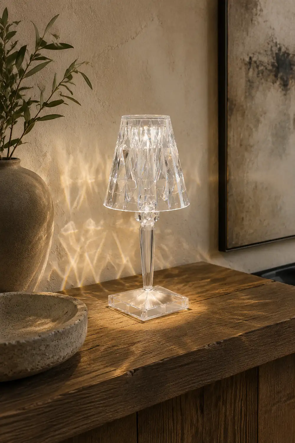 Kristy Design Kristall Diamant Tischlampe Licht, Wohn/Schlafzimmer, Acryl - Lumpaz