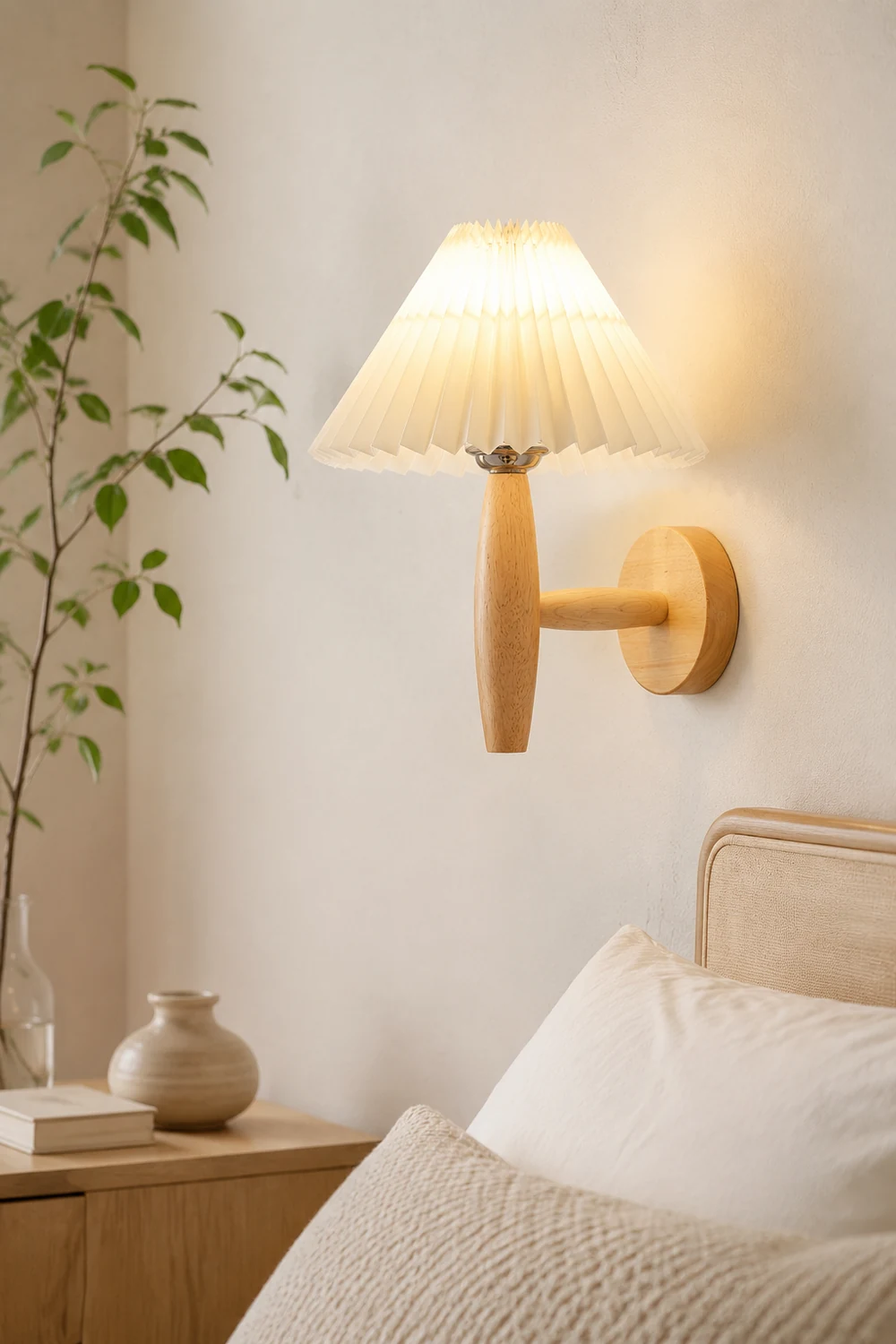 Oak Pleated Wall Light - Lumpaz