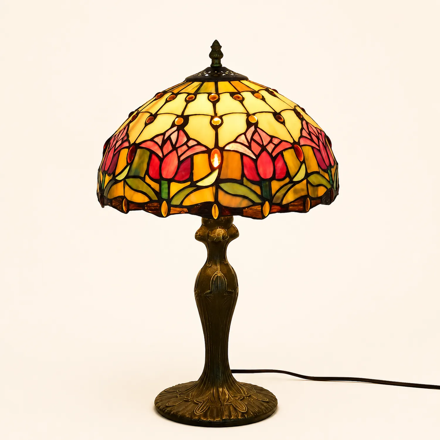 Alessio Design Bunt LED Tischlampe mit Kuppelschirm Wohn/Schlafzimmer Metall&Glas - Lumpaz