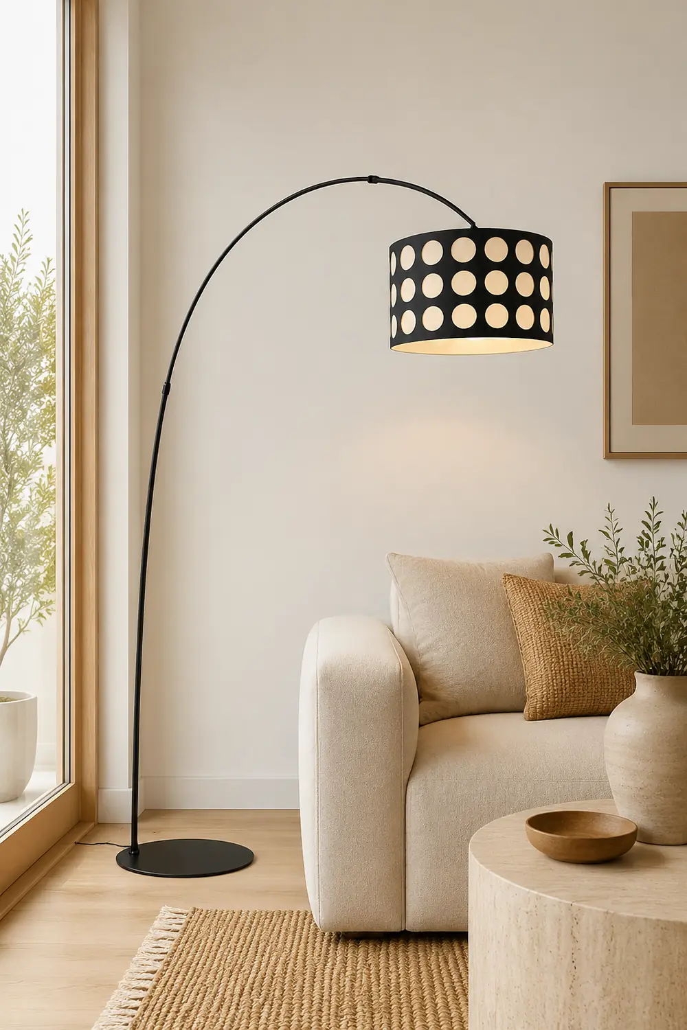 Polka Arc Fabric Floor Lamp - Lumpaz