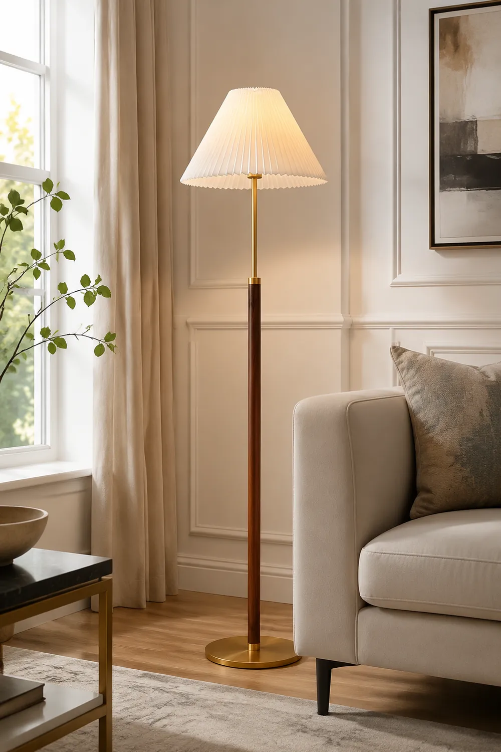 Sumait Modern LED Stehlampe Weiß Ess/Wohnzimmer Stoff&Metal - Lumpaz