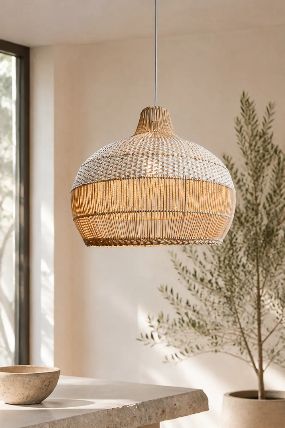 Rattan Kitchen Island Pendant Lighting Wicker Lamp Shade - Lumpaz