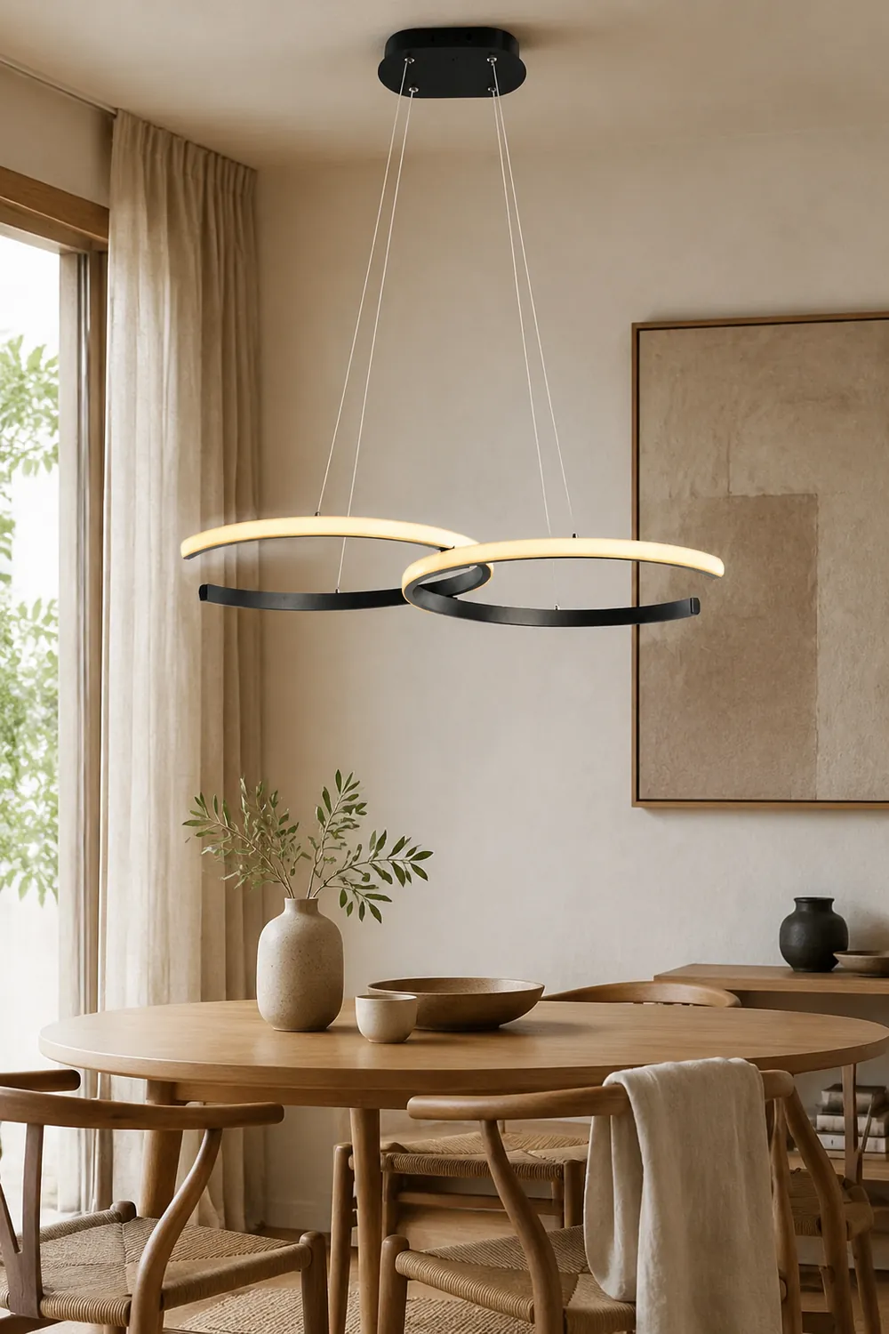 Nordlux LED Pendelleuchte Dimmbar Schwarz/Gold Doppel-C Wohnzimmer - Lumpaz