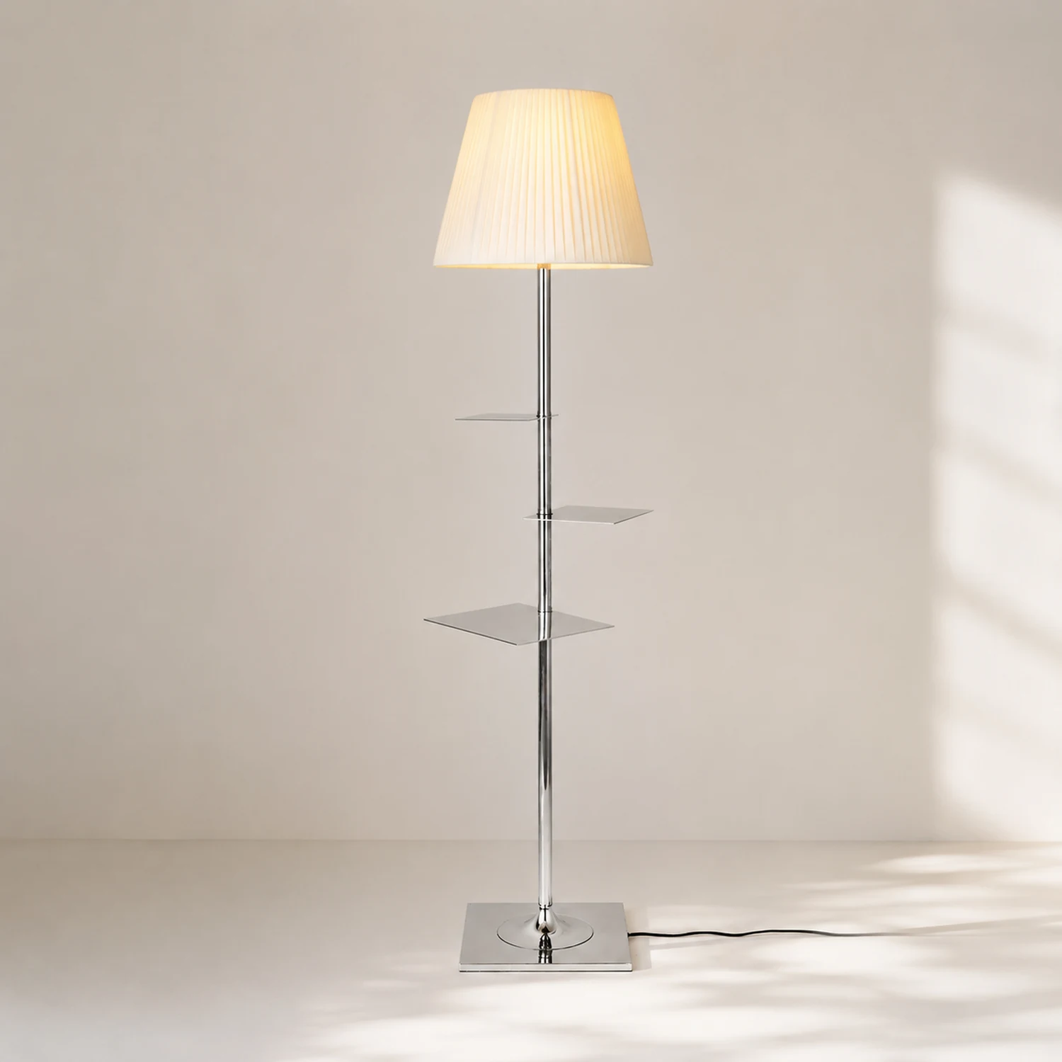 Chrome Prism Side Table Floor Lamp - Lumpaz