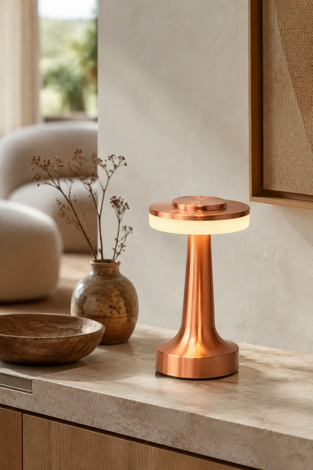 Salgado Modern Pilz Tischleuchte Metall, Bronze/Gold/Silber， Wohnzimmer - Lumpaz