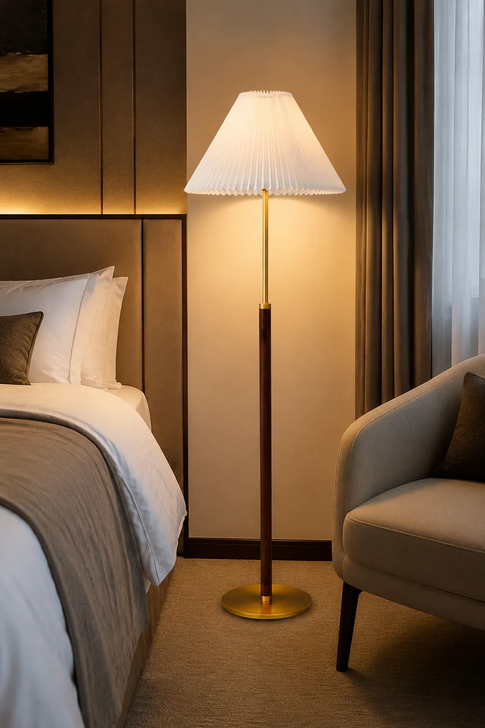 Sumait Modern LED Stehlampe Weiß Ess/Wohnzimmer Stoff&Metal - Lumpaz